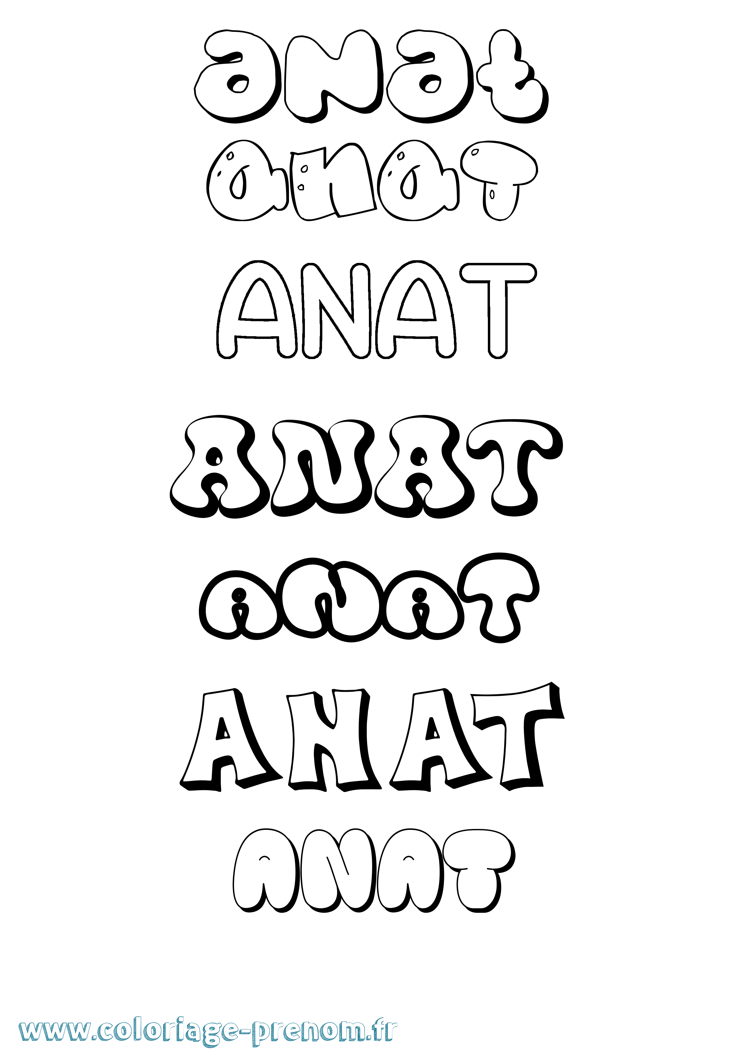 Coloriage Anat Bubble Coloriage prénom Anat Bubble