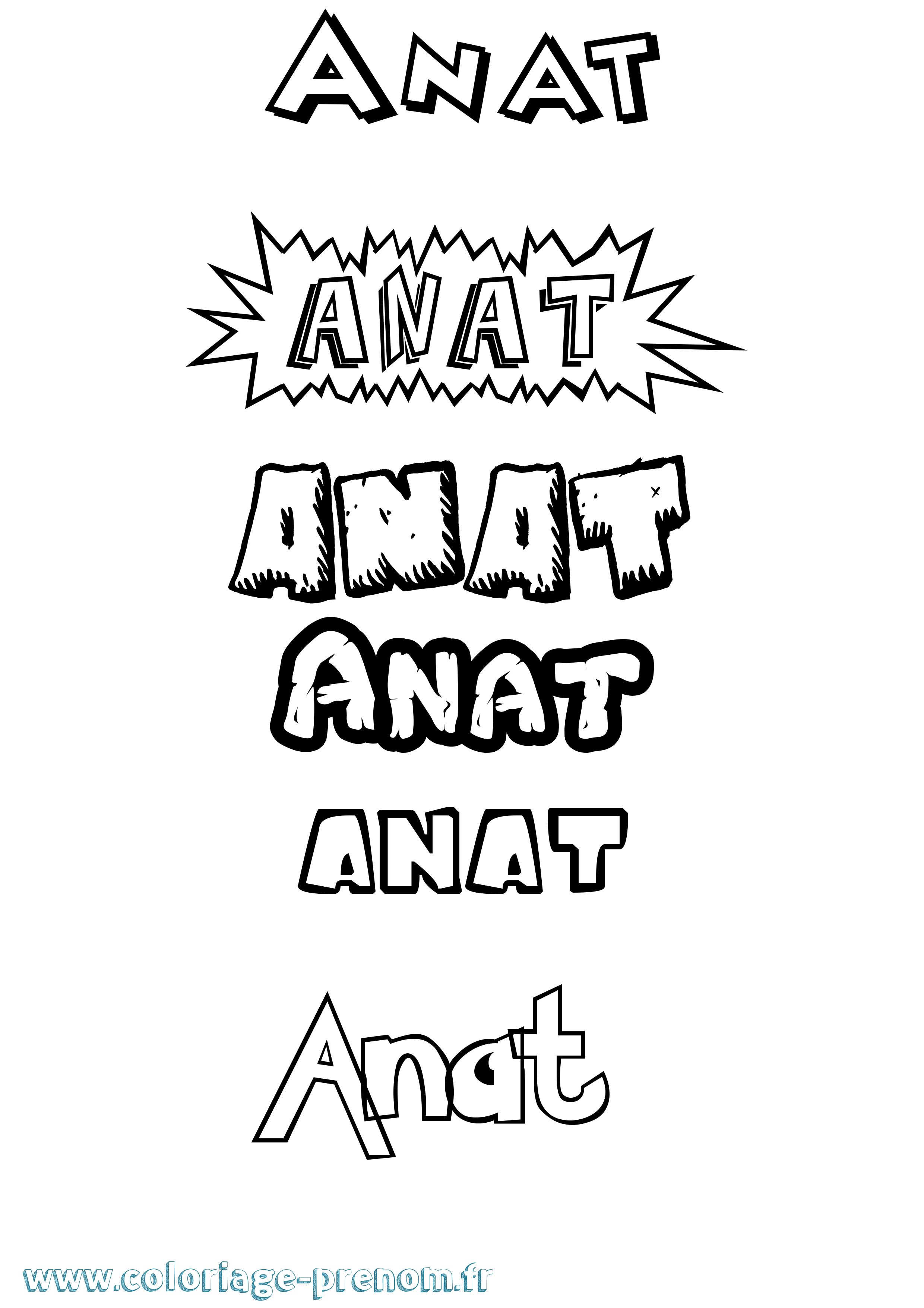 Coloriage Anat Dessin Animé Coloriage prénom Anat Dessin Animé
