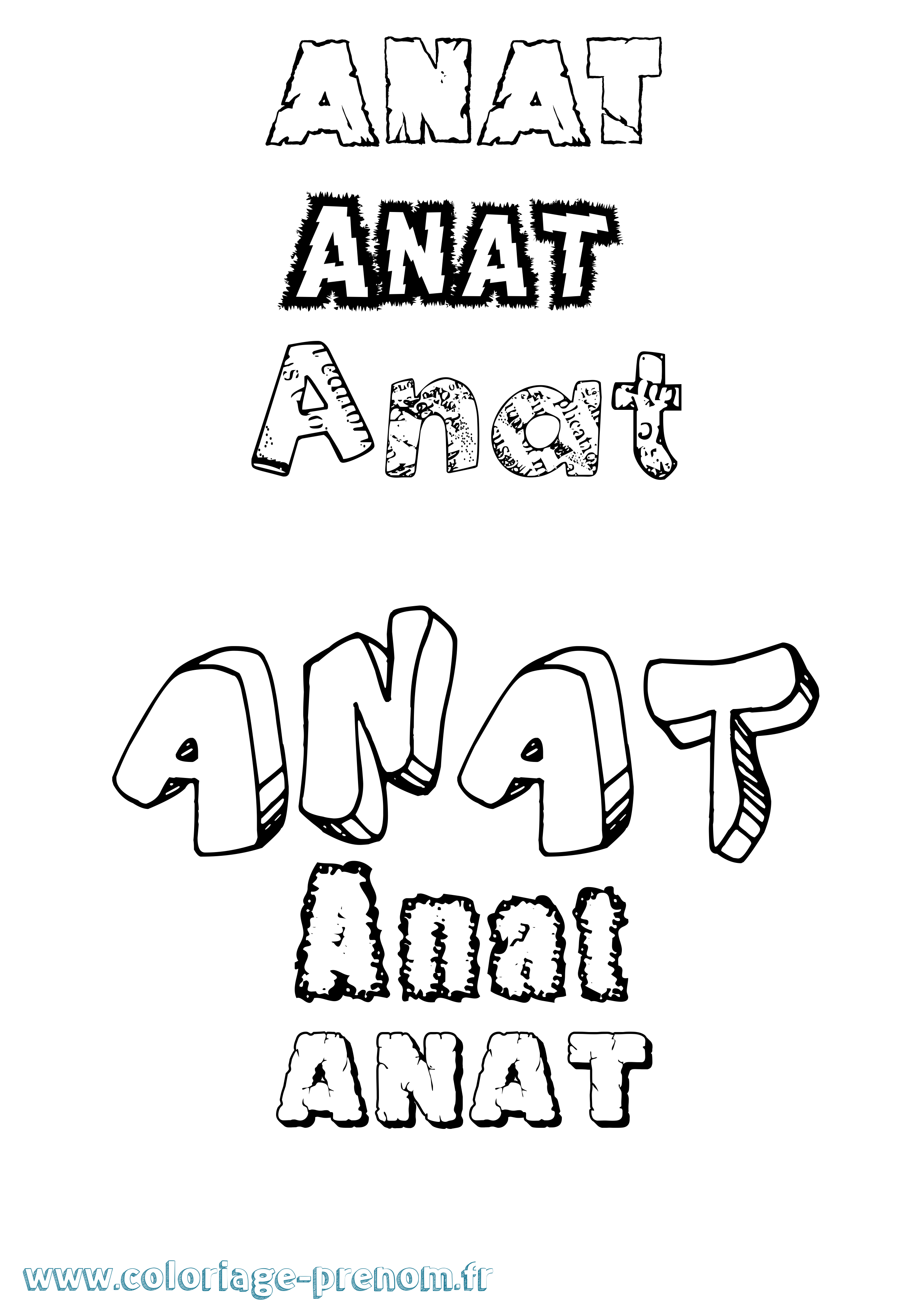Coloriage prénom Anat Destructuré