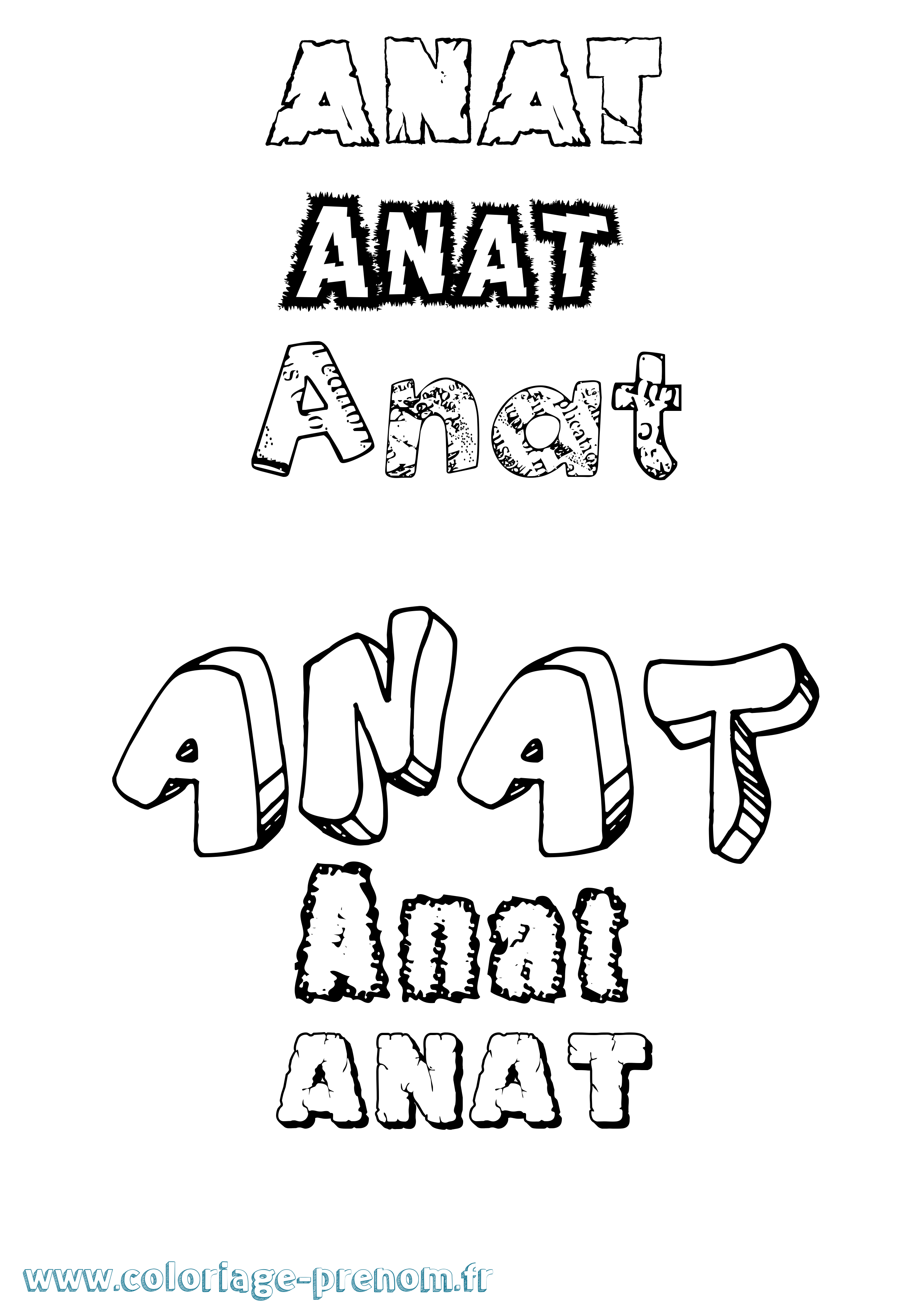 Coloriage Anat Destructuré Coloriage prénom Anat Destructuré