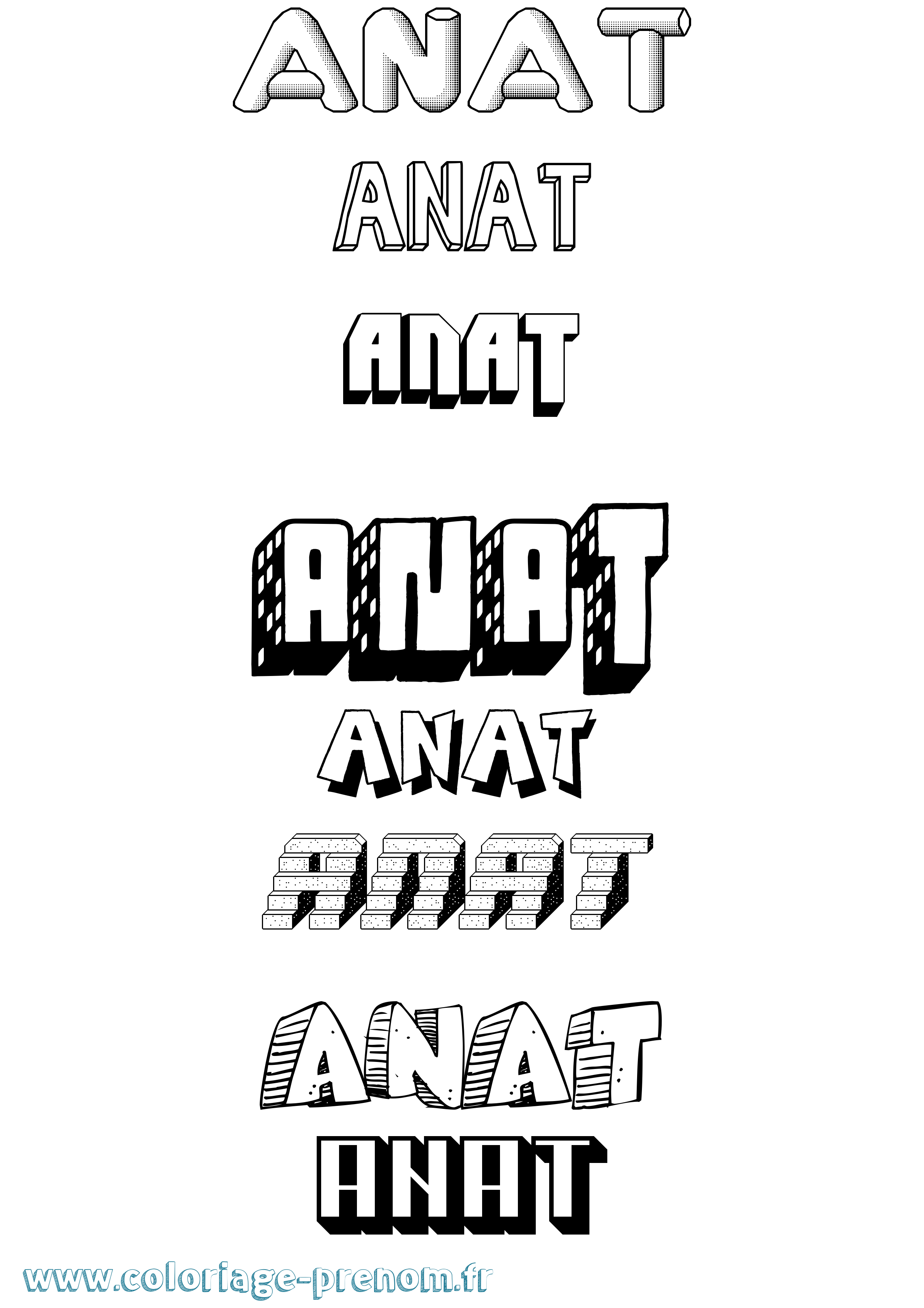 Coloriage prénom Anat Effet 3D
