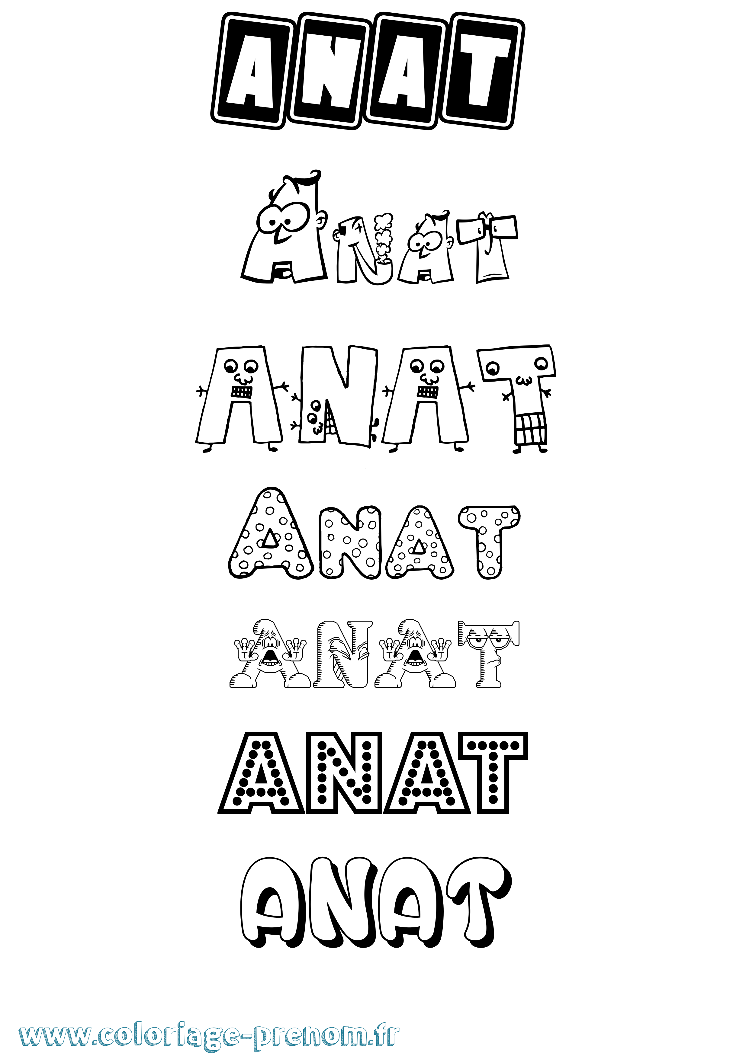 Coloriage Anat Fun Coloriage prénom Anat Fun