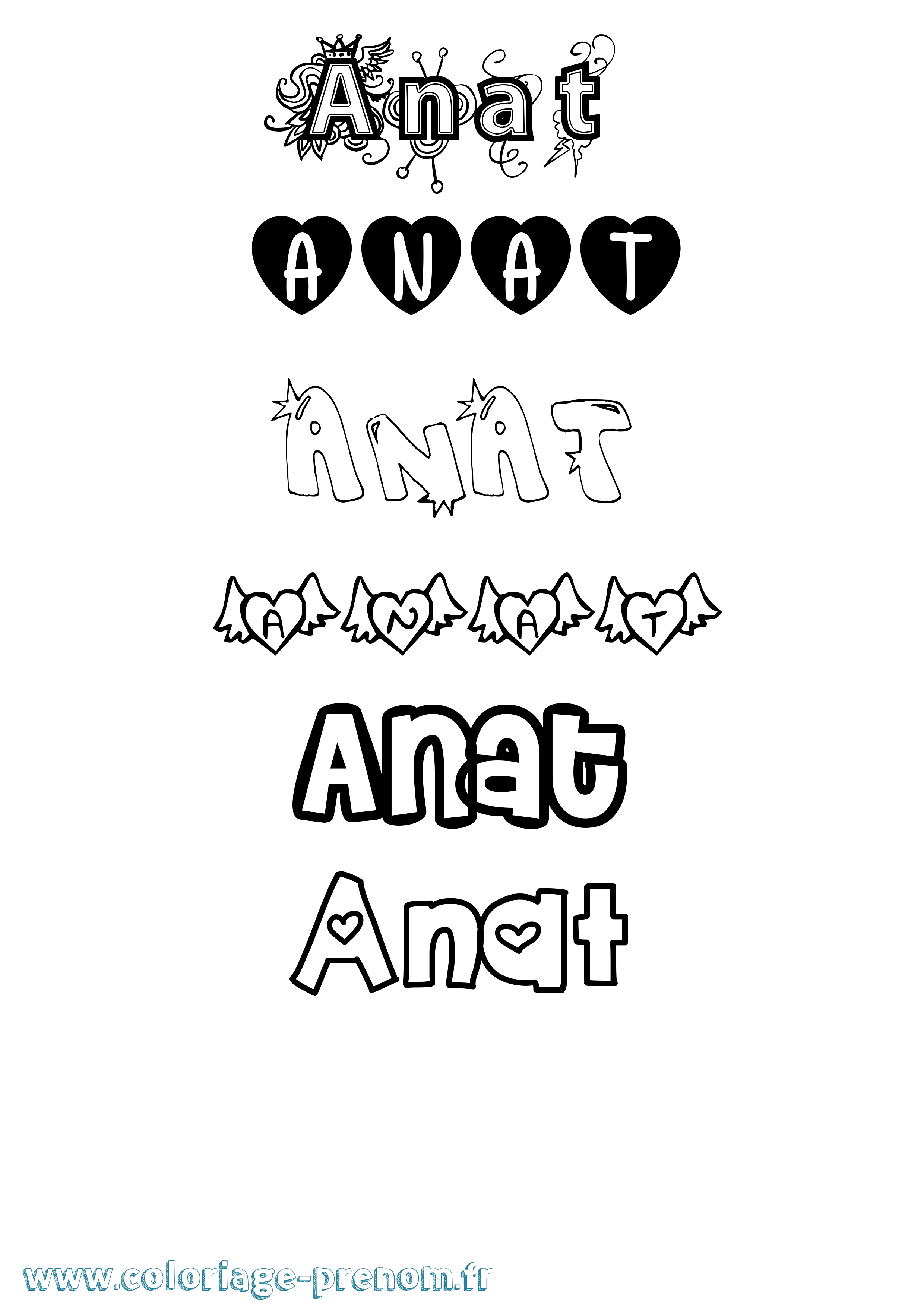 Coloriage Anat Girly Coloriage prénom Anat Girly