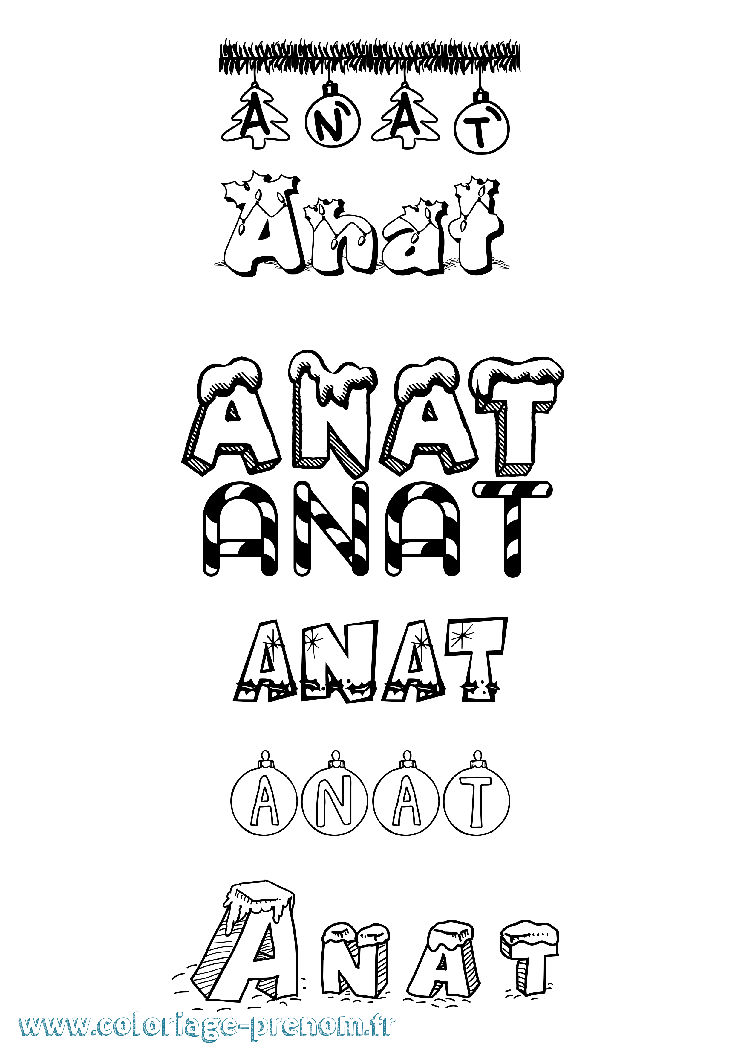 Coloriage Anat Noël Coloriage prénom Anat Noël