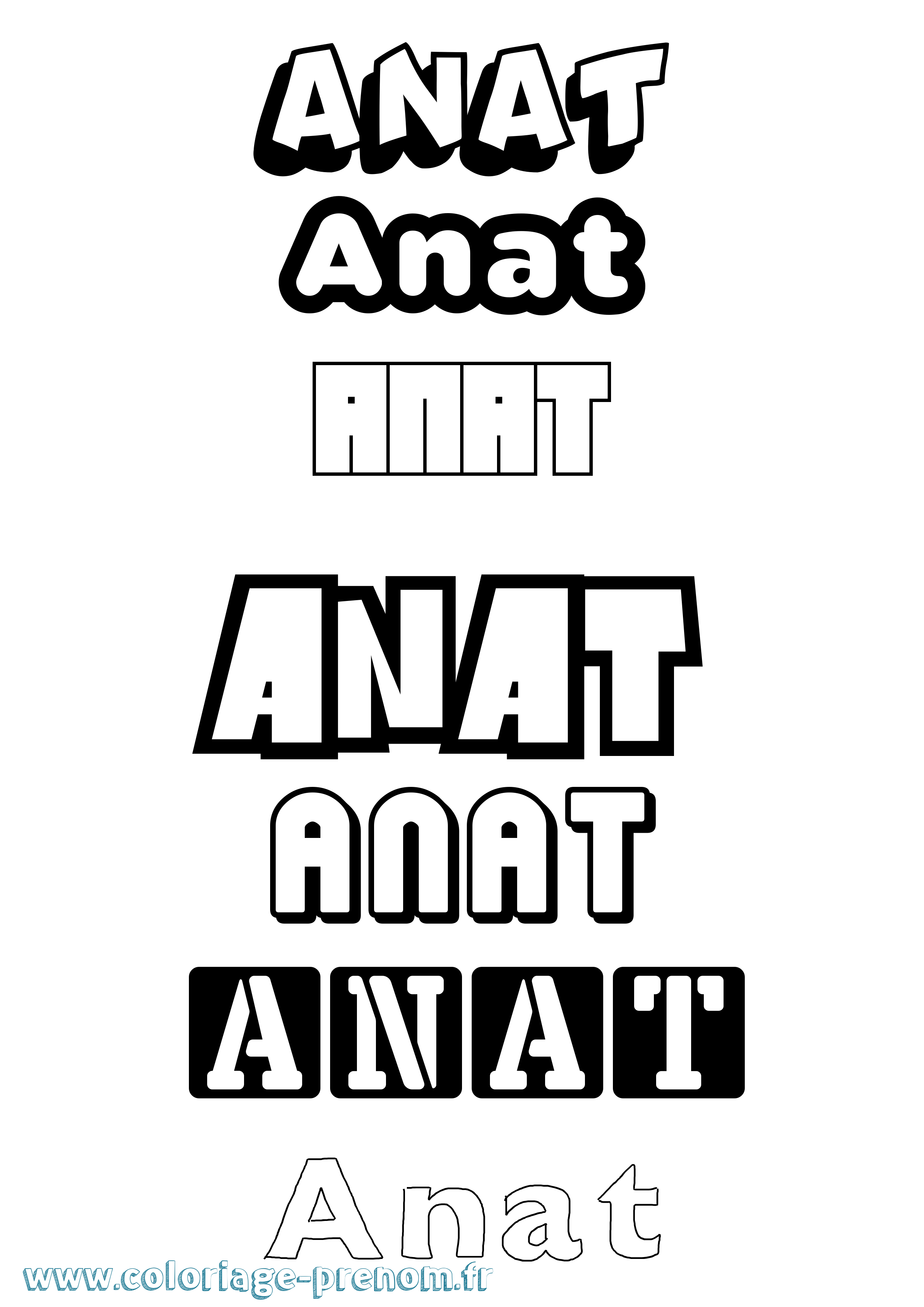 Coloriage prénom Anat Simple