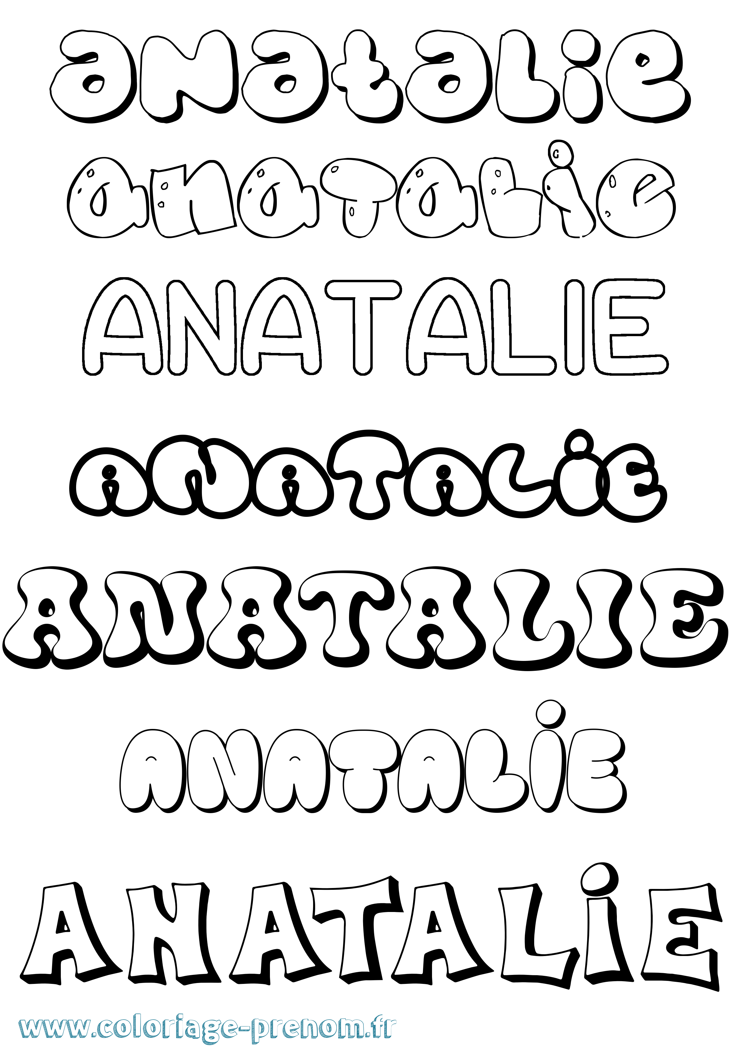 Coloriage Anatalie Bubble Coloriage prénom Anatalie Bubble