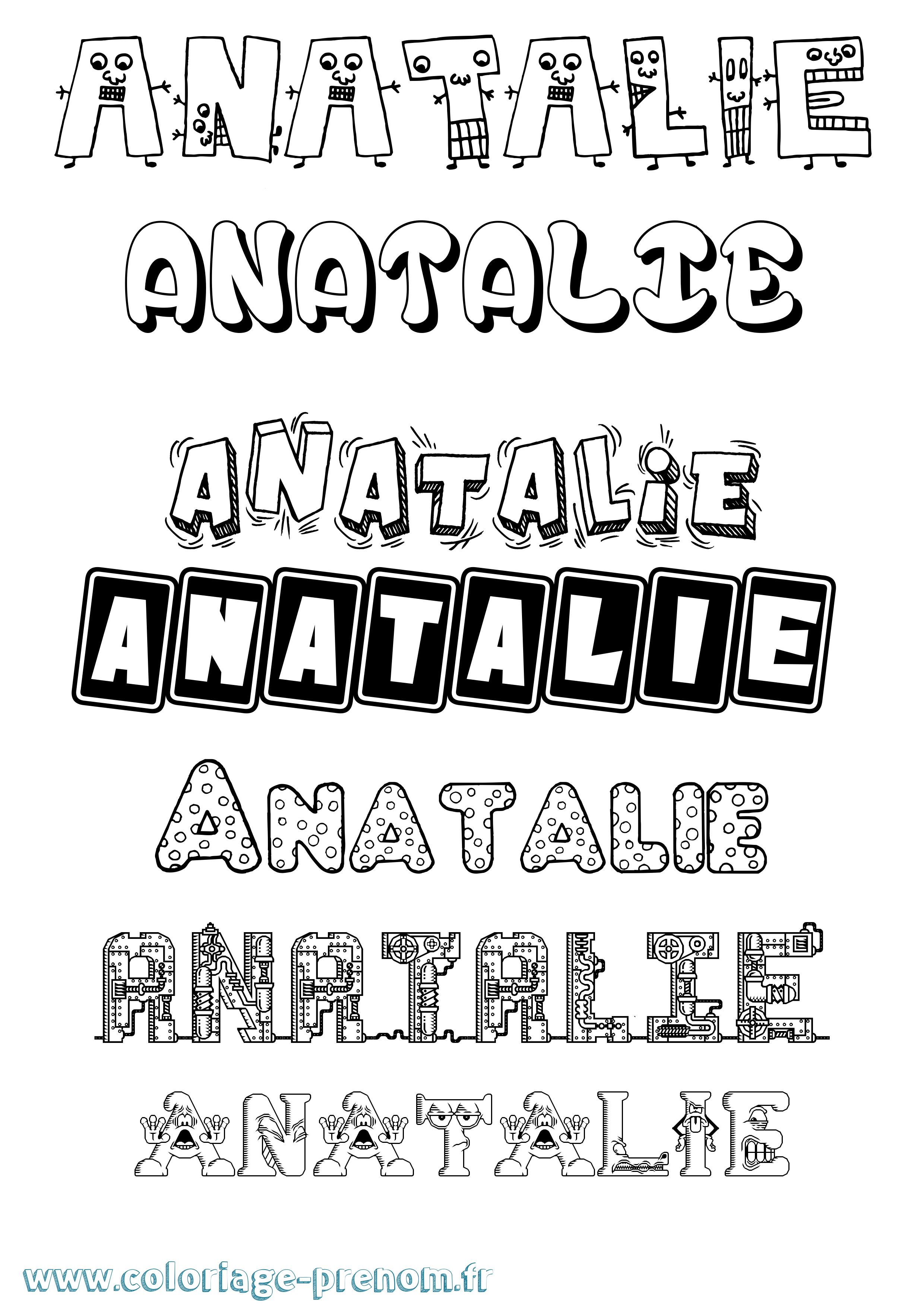Coloriage prénom Anatalie Fun