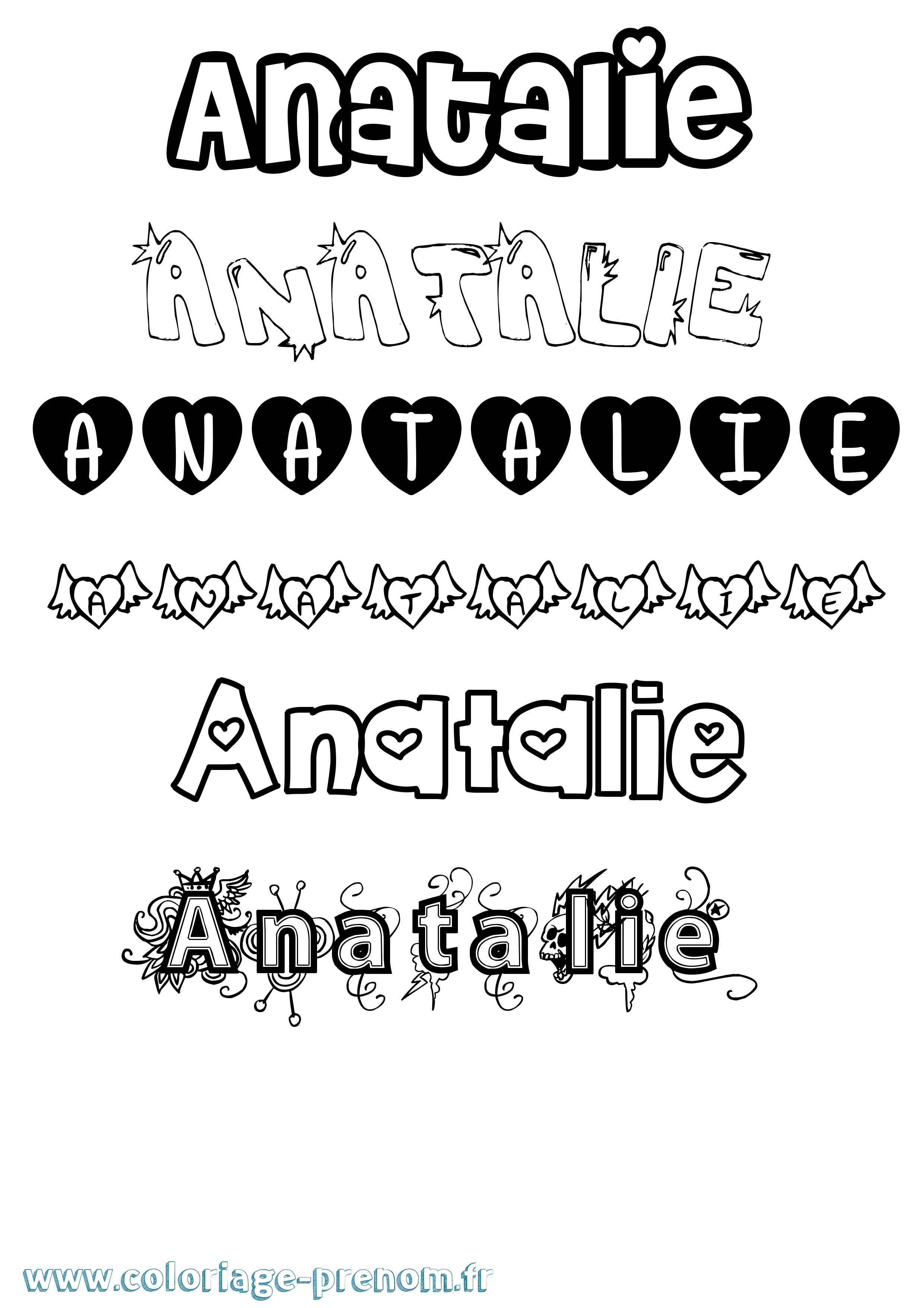 Coloriage Anatalie Girly Coloriage prénom Anatalie Girly