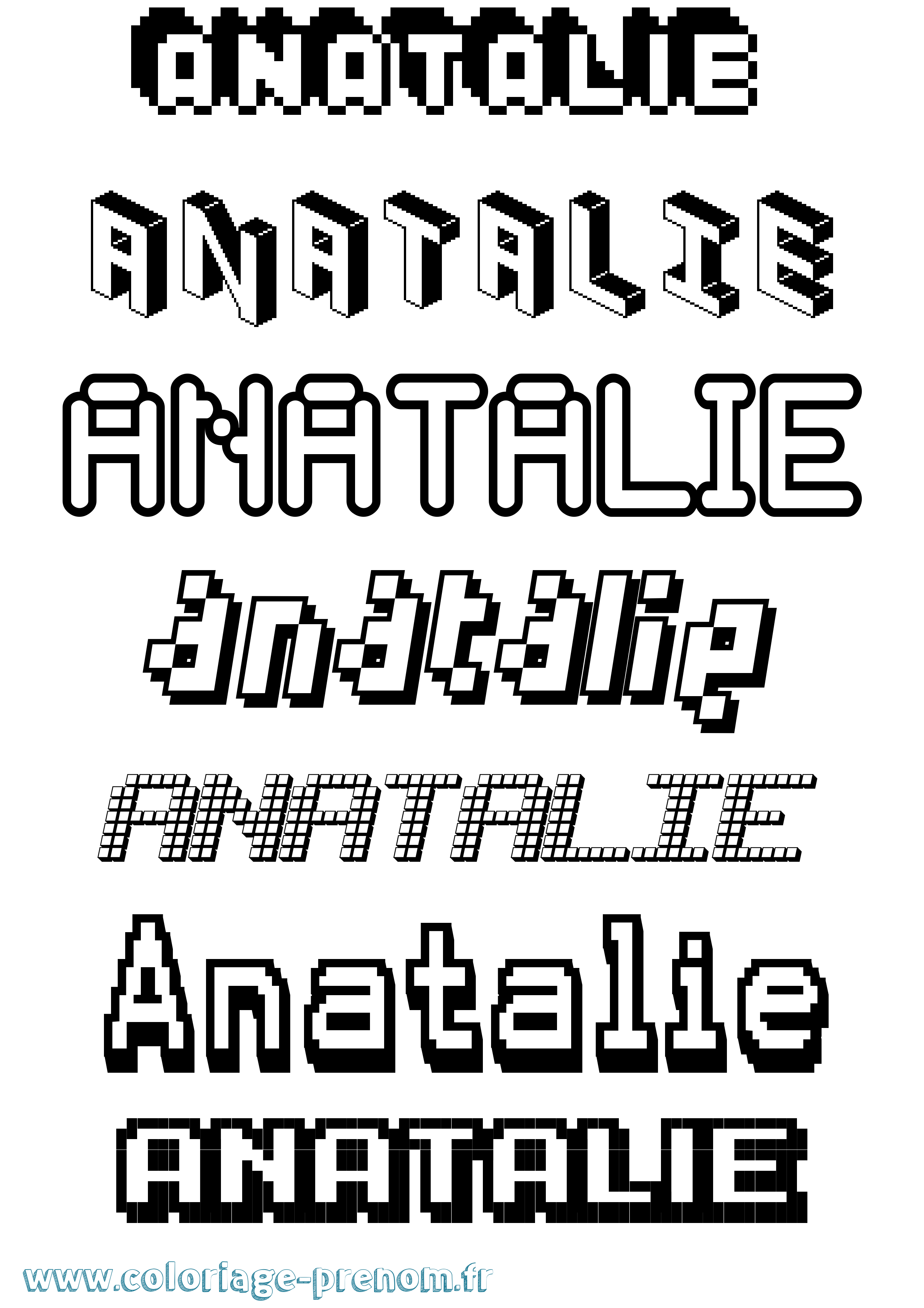 Coloriage prénom Anatalie Pixel