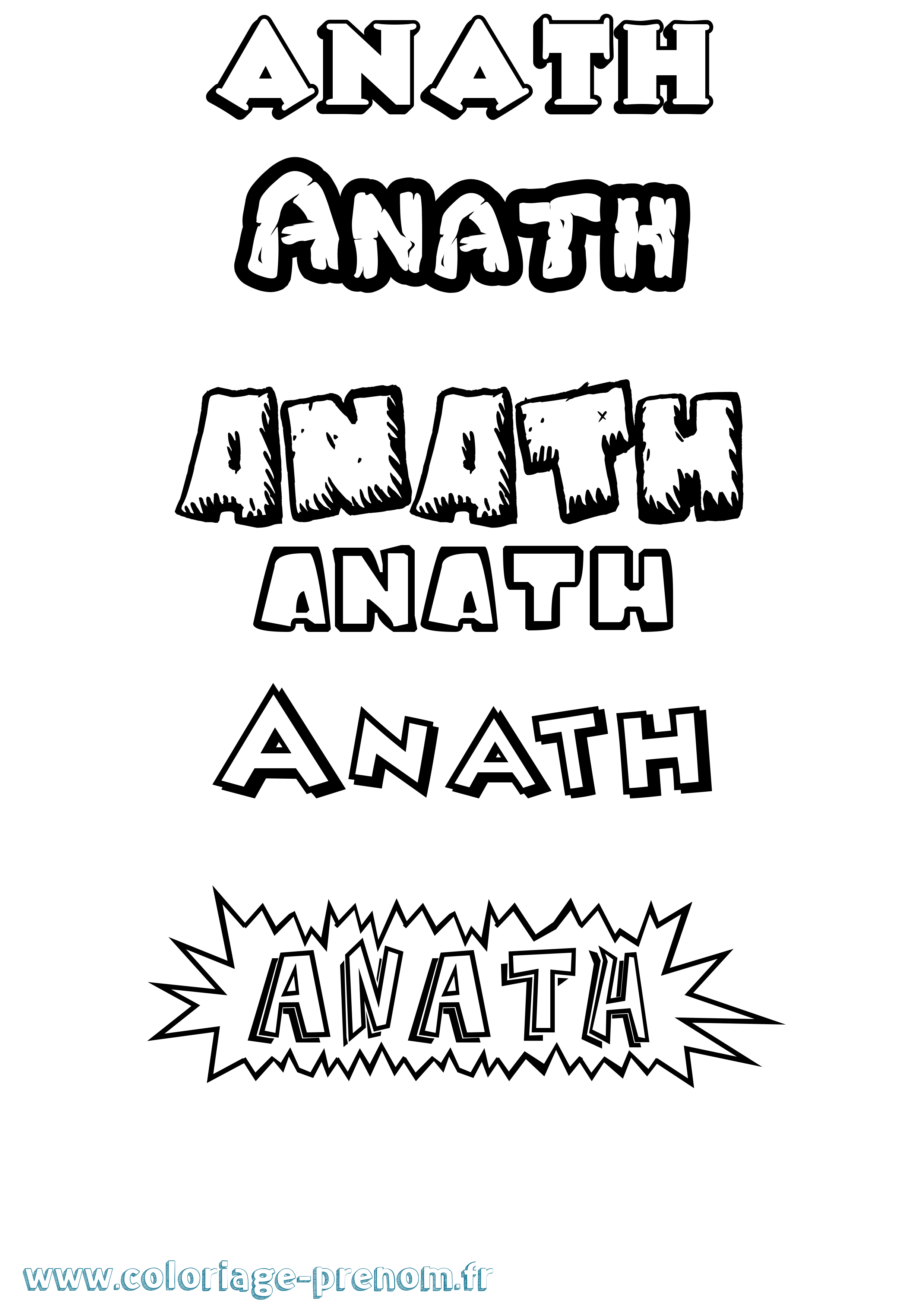 Coloriage prénom Anath Dessin Animé