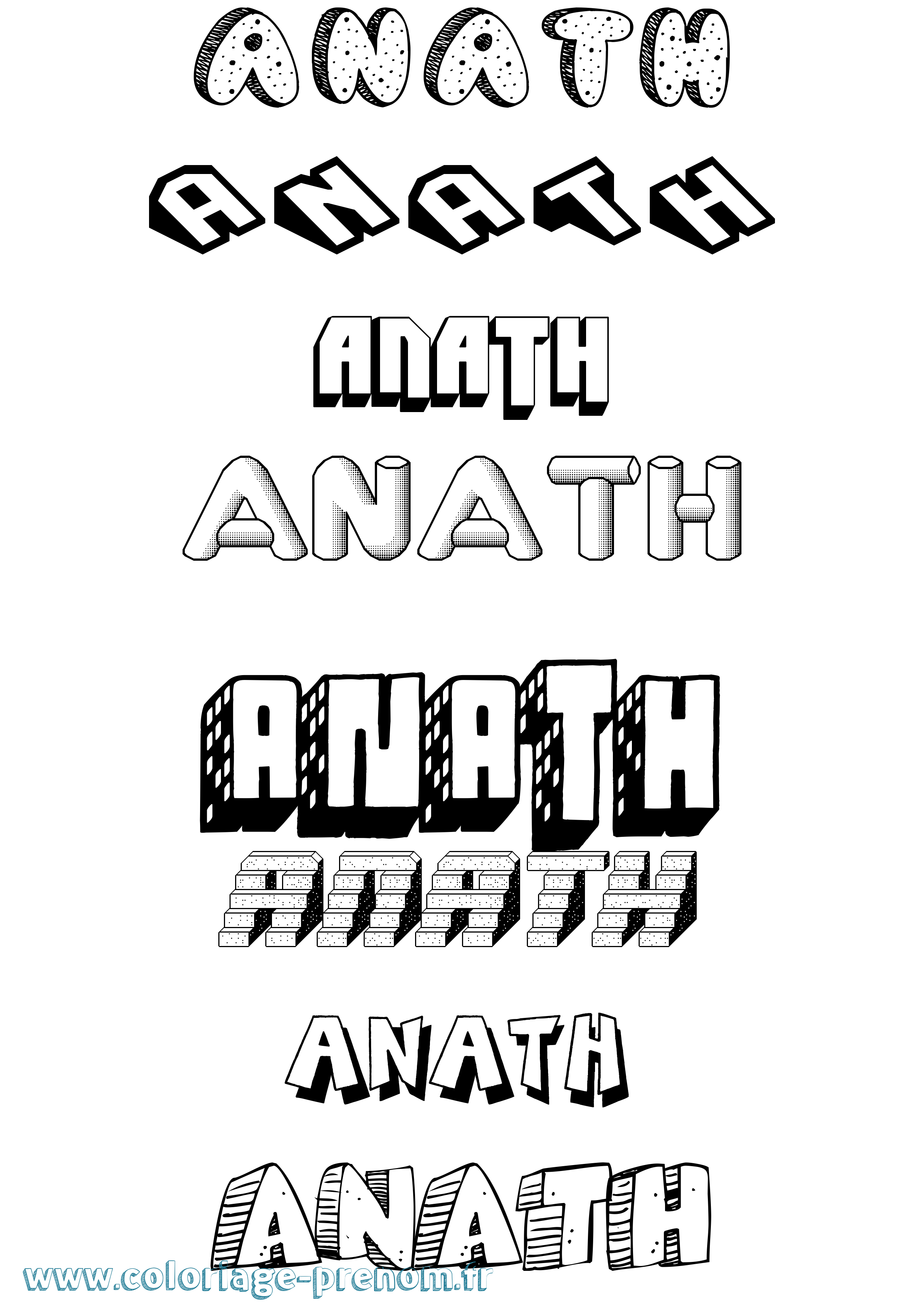 Coloriage prénom Anath Effet 3D