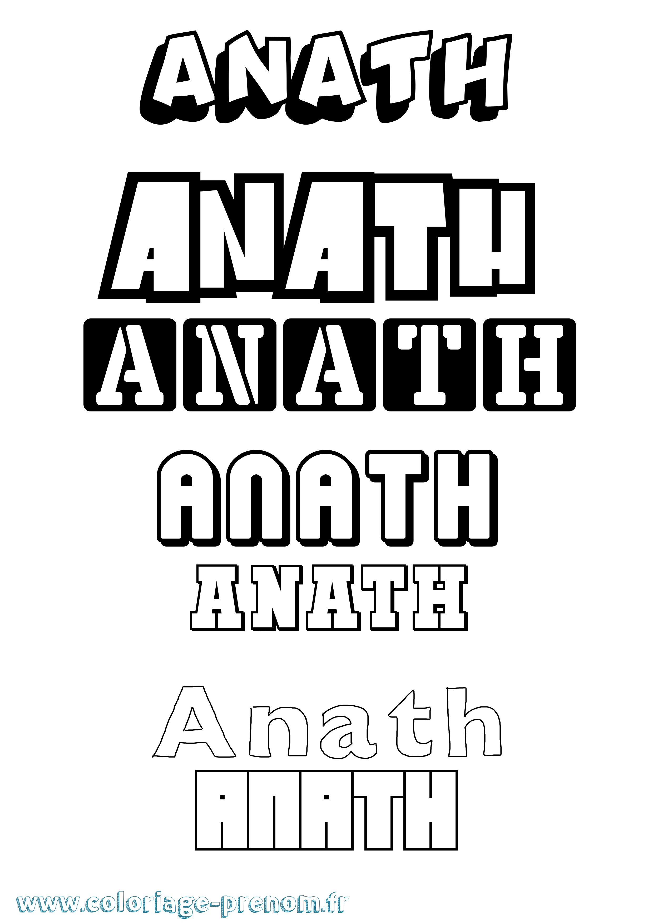 Coloriage prénom Anath Simple