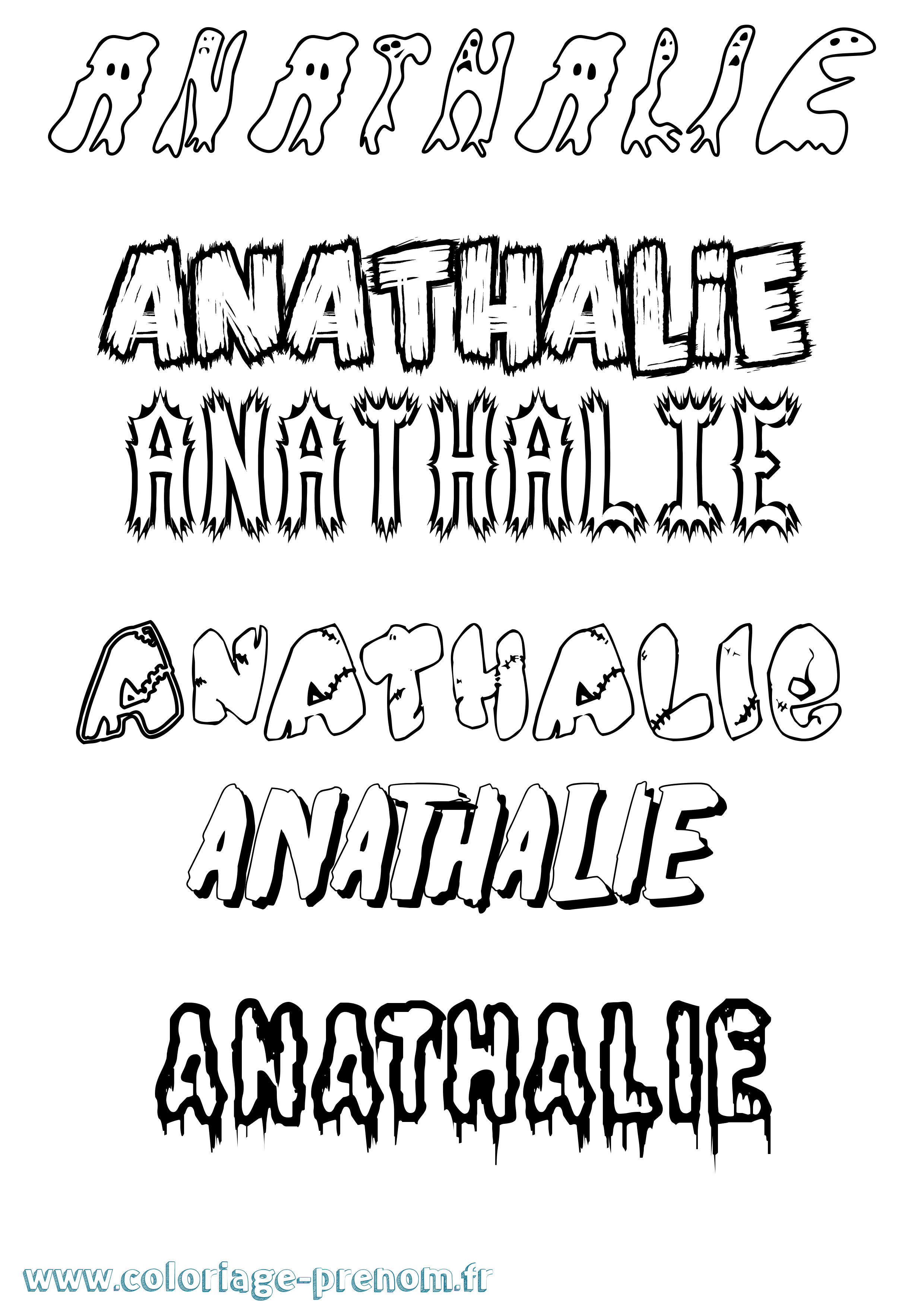 Coloriage prénom Anathalie Frisson