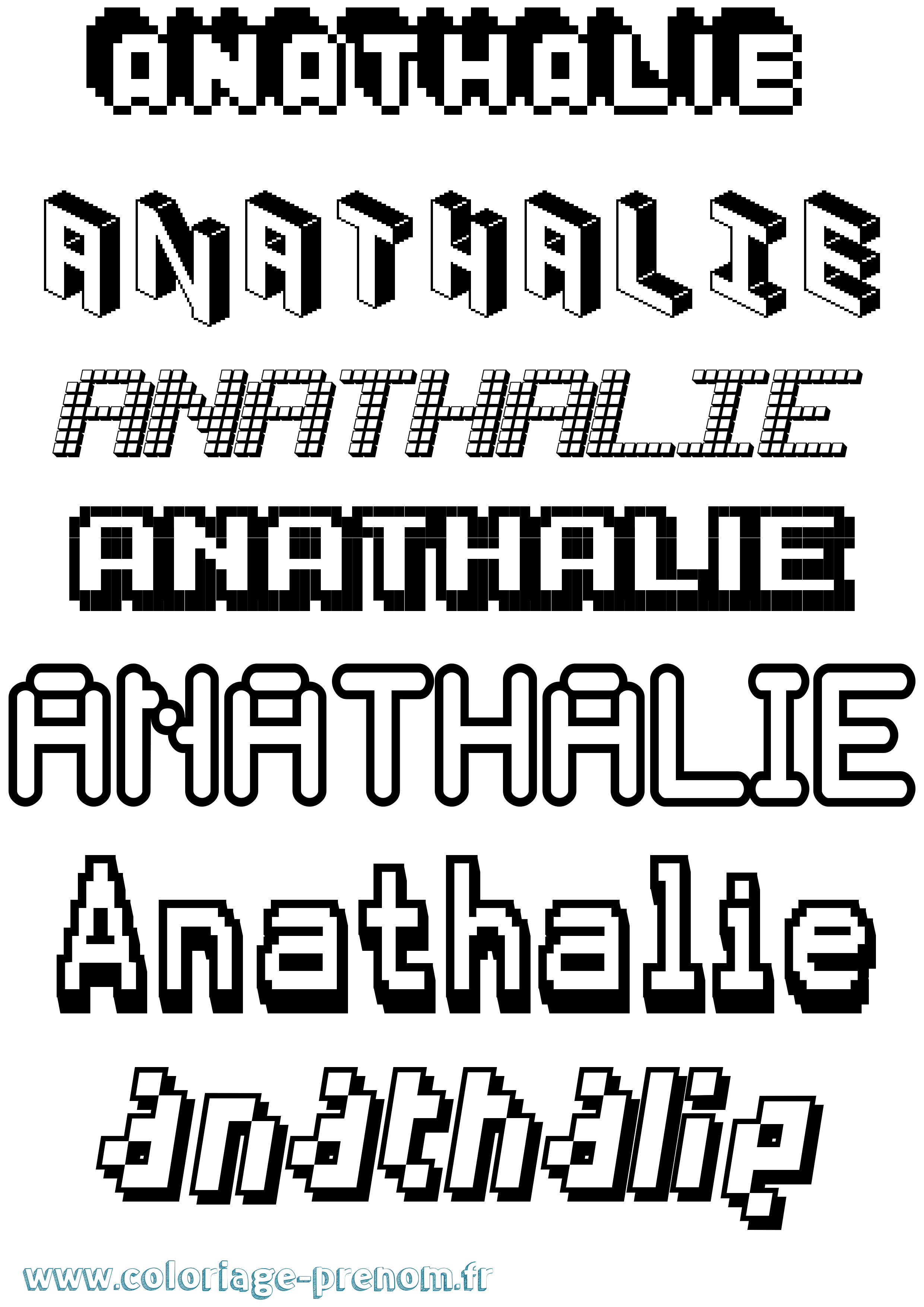 Coloriage prénom Anathalie Pixel