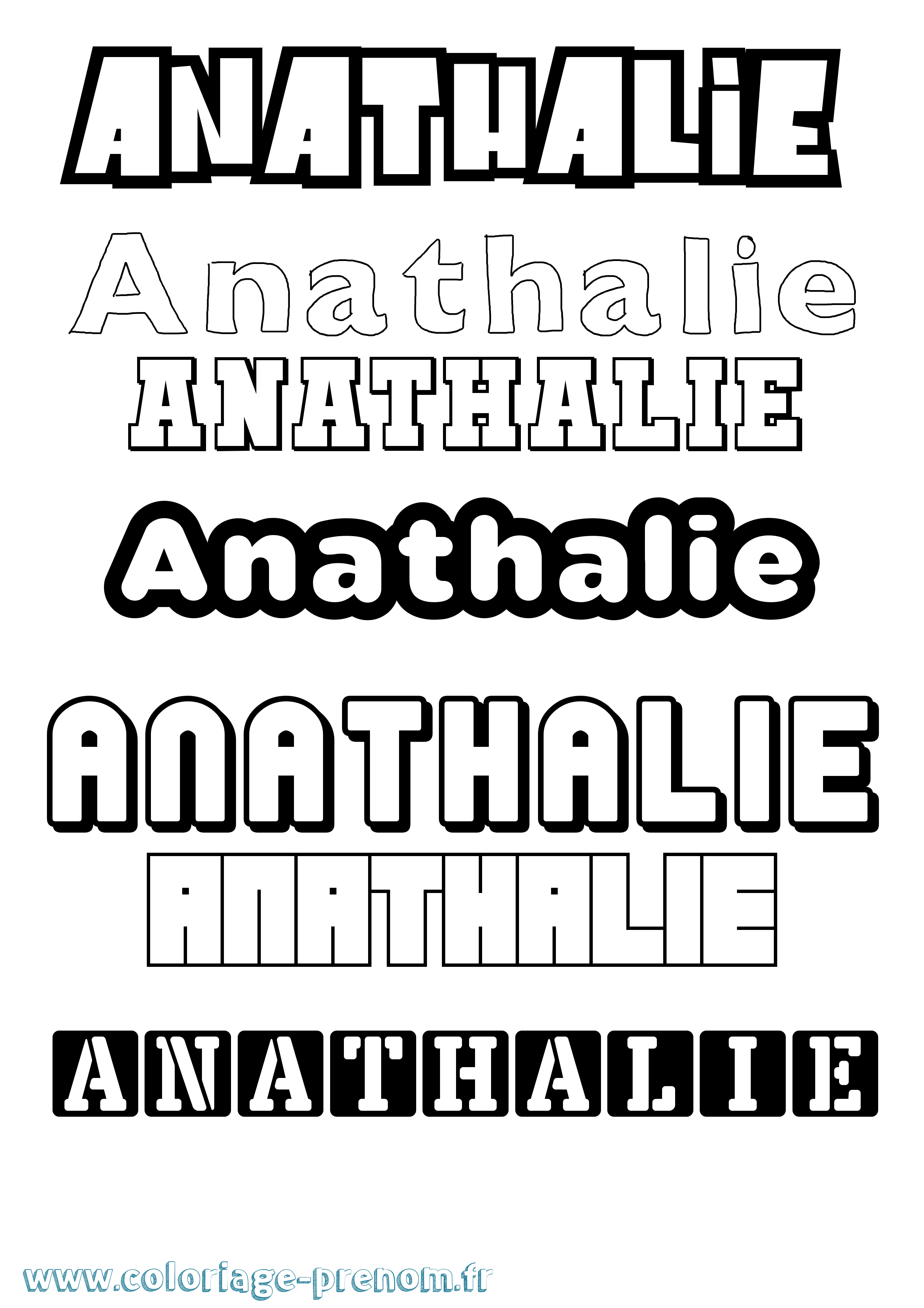 Coloriage prénom Anathalie Simple