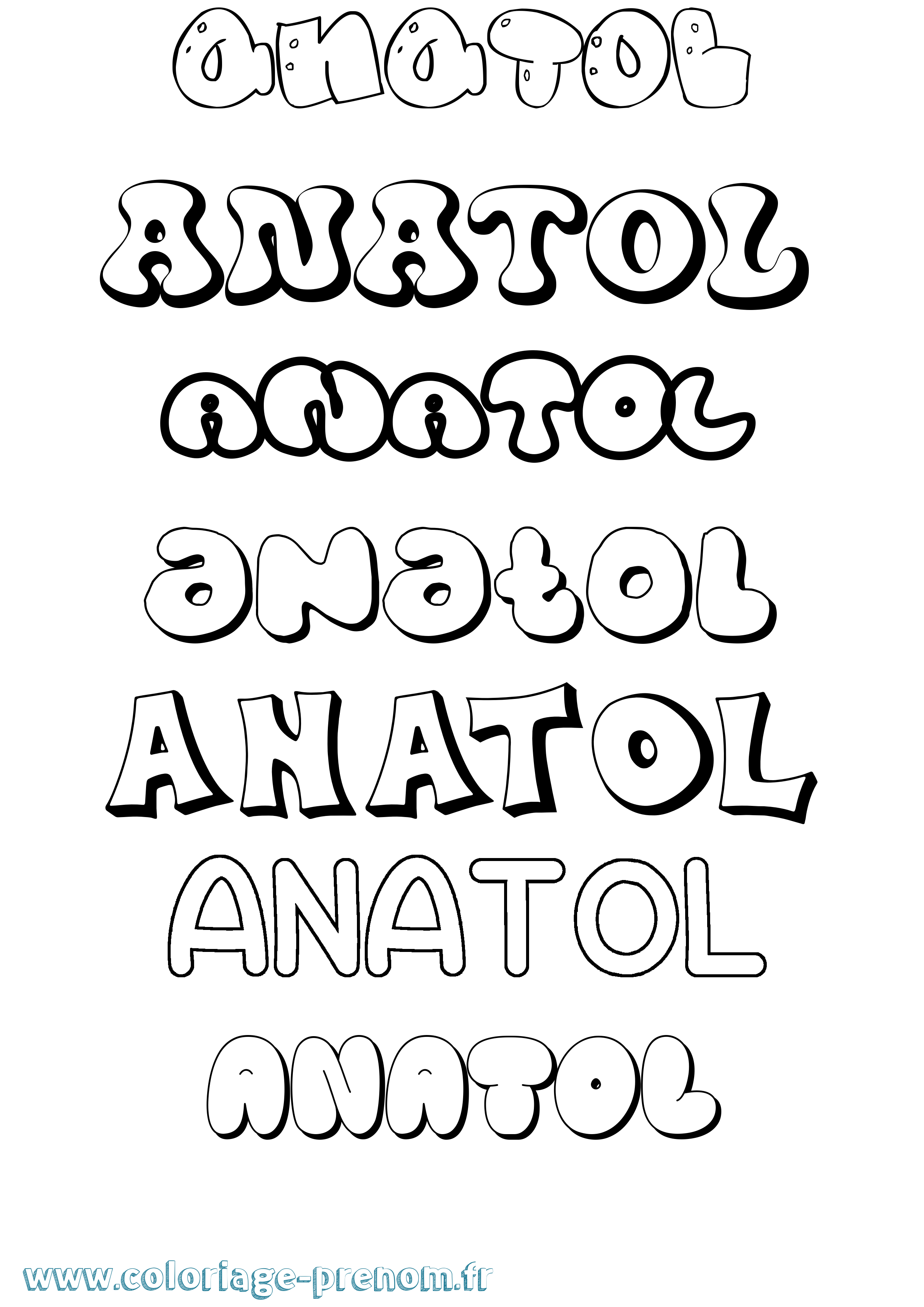 Coloriage prénom Anatol Bubble