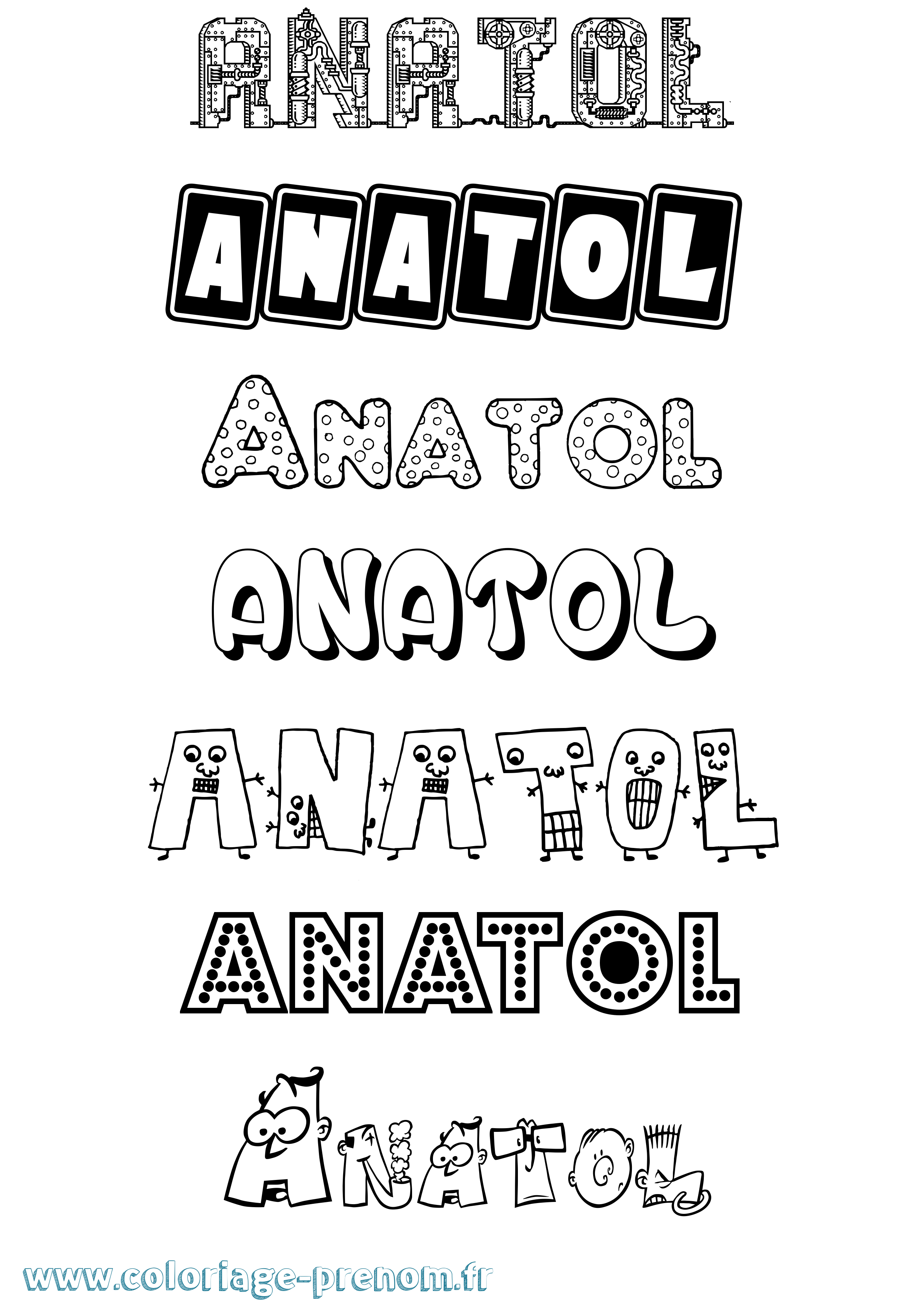 Coloriage prénom Anatol Fun