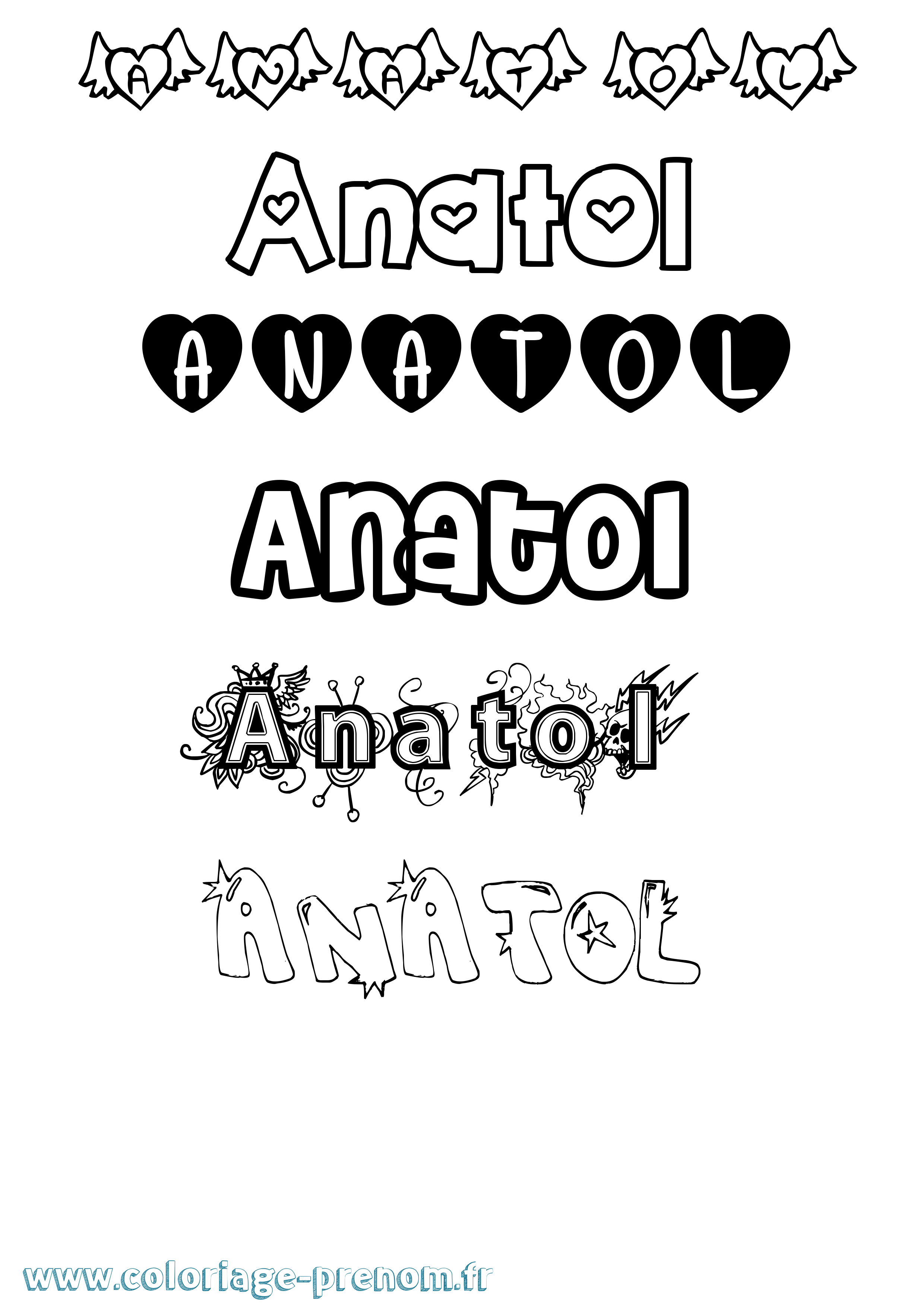 Coloriage prénom Anatol Girly