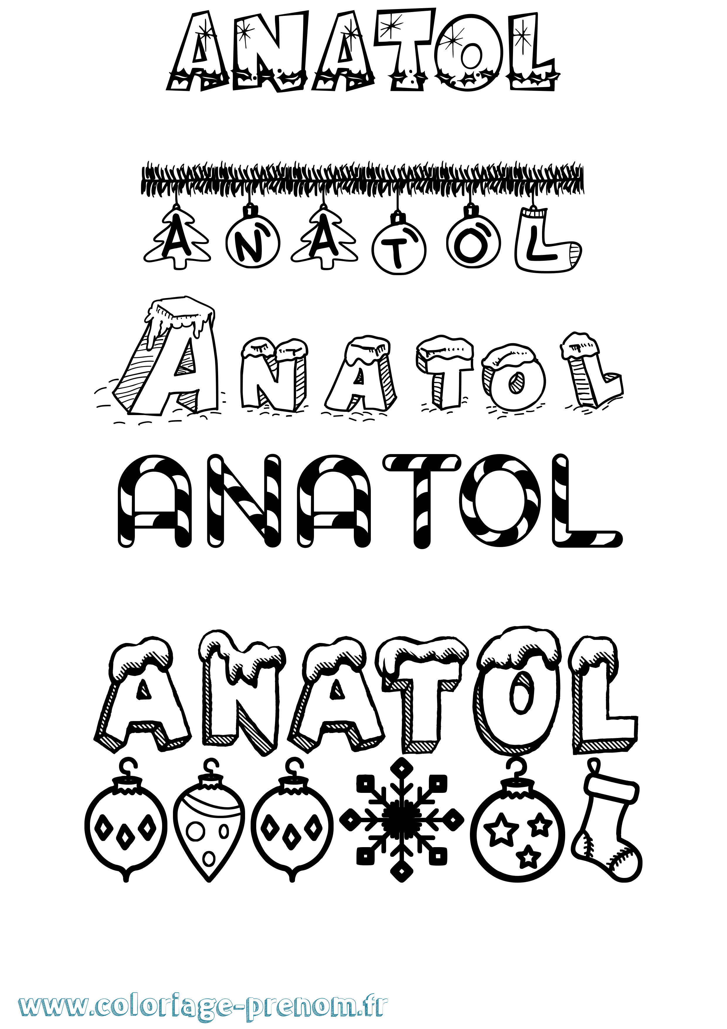 Coloriage prénom Anatol Noël
