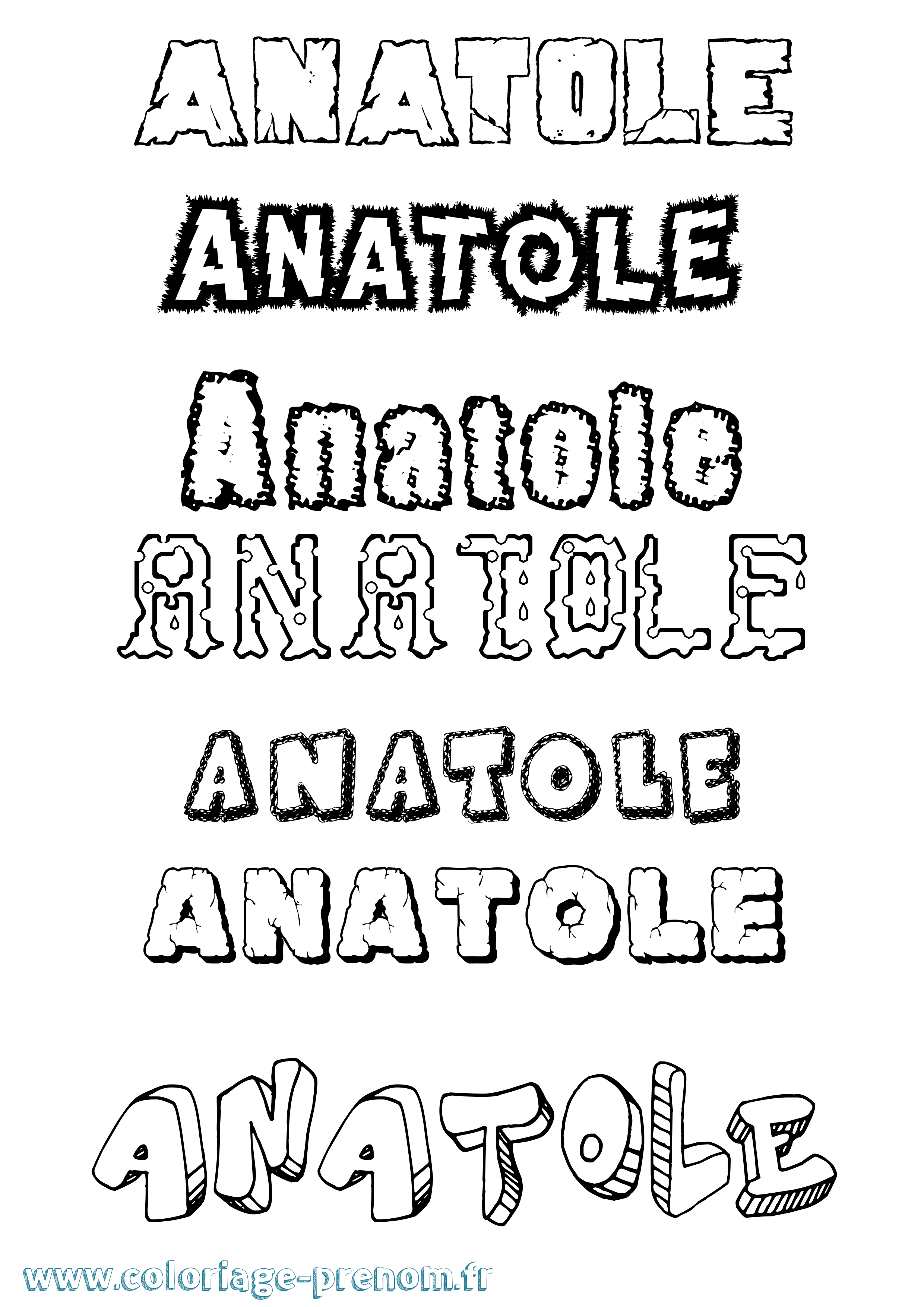 Coloriage prénom Anatole Destructuré