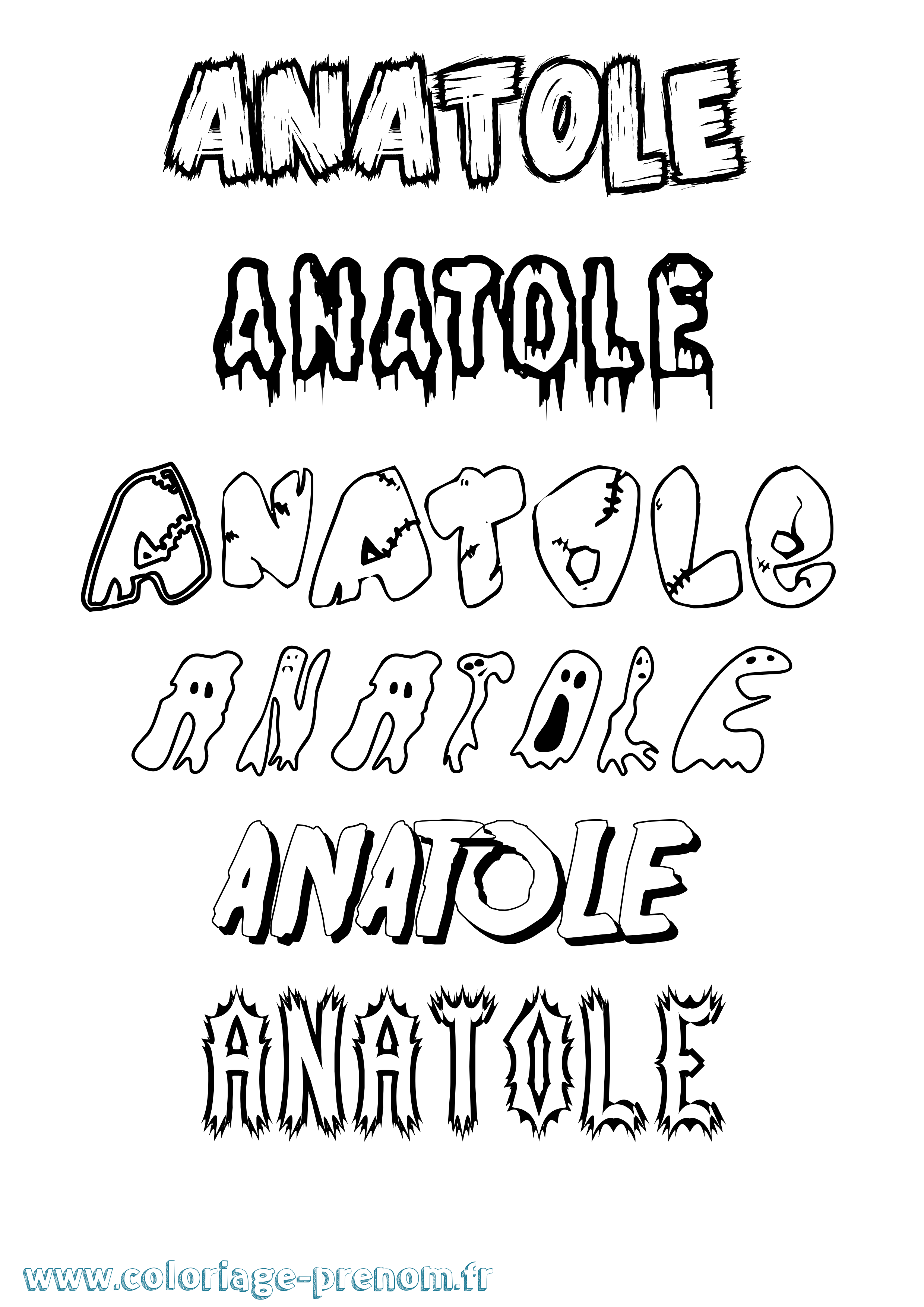 Coloriage prénom Anatole Frisson
