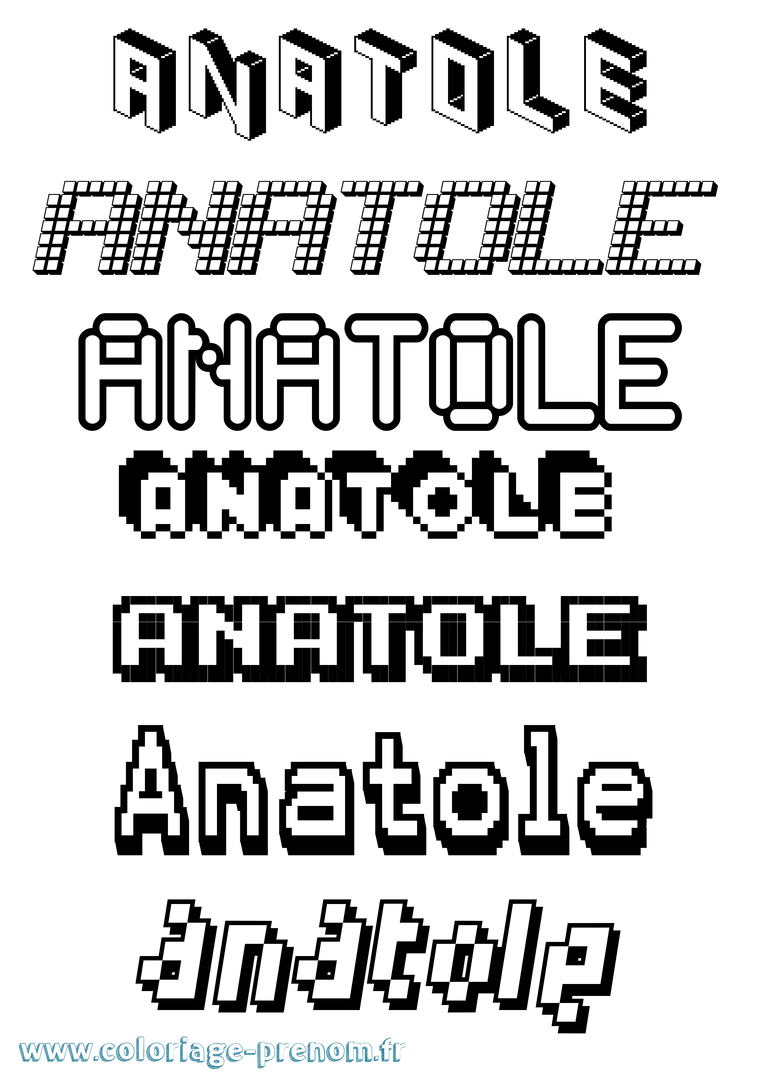 Coloriage prénom Anatole Pixel