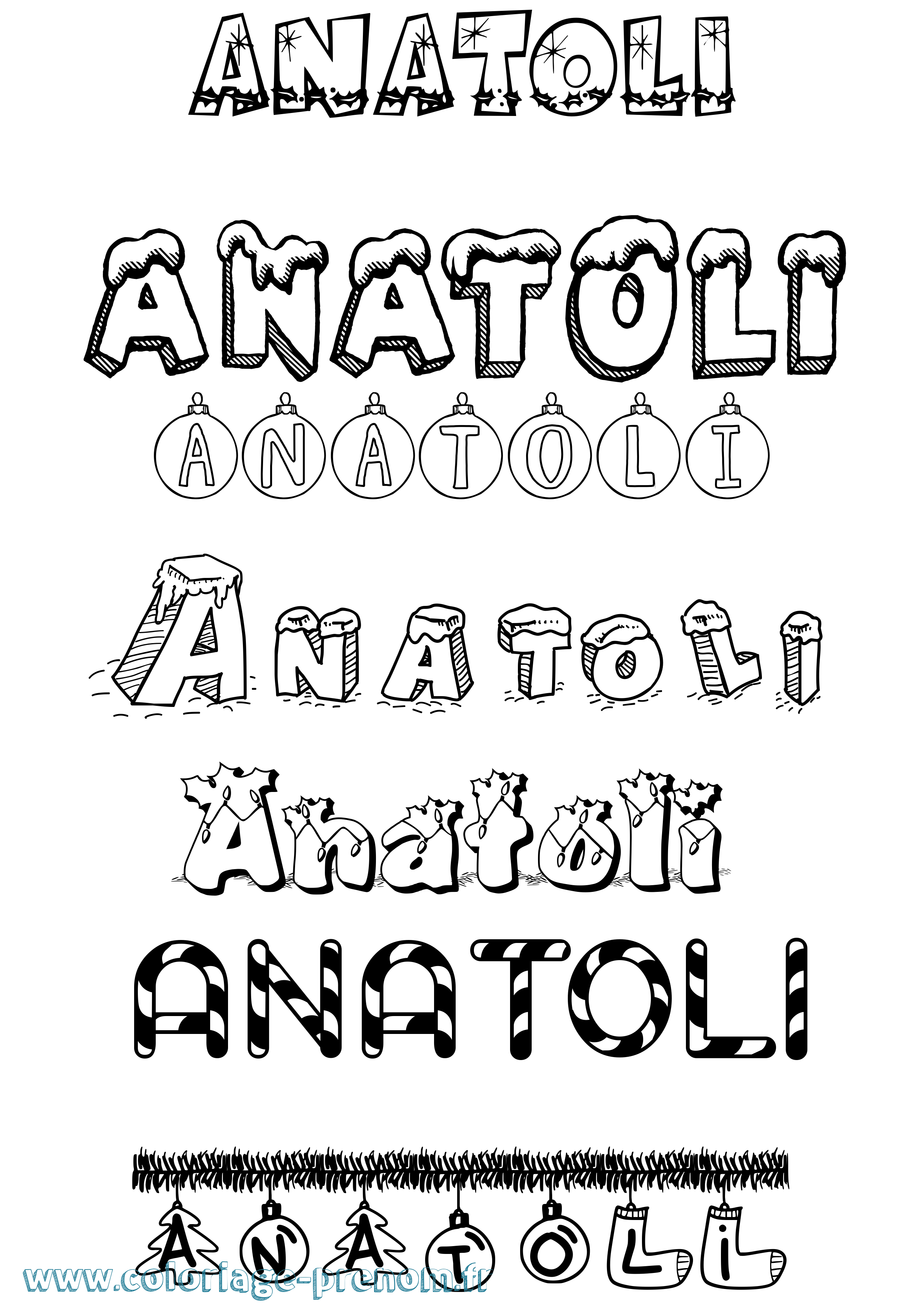 Coloriage prénom Anatoli Noël