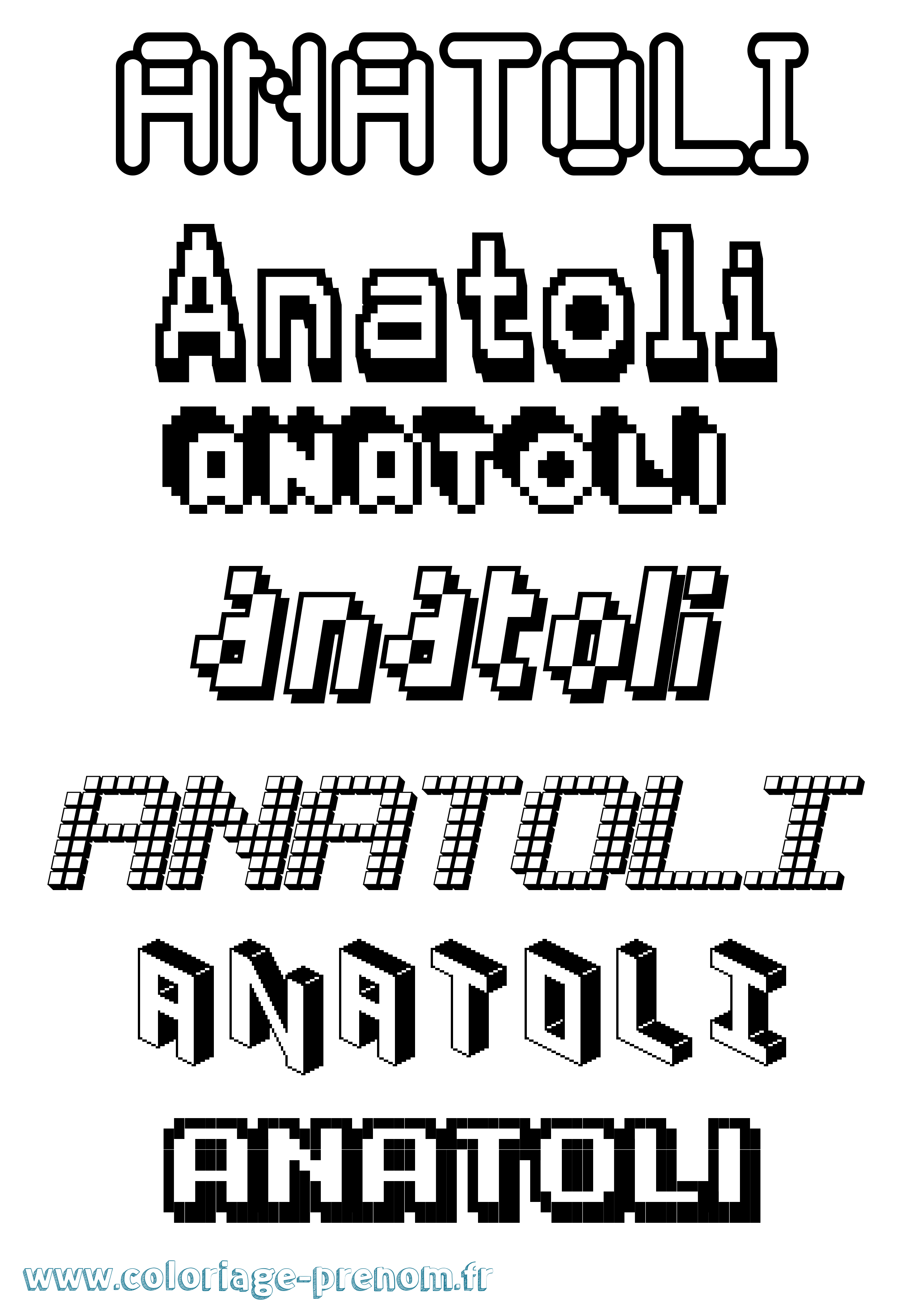 Coloriage prénom Anatoli Pixel