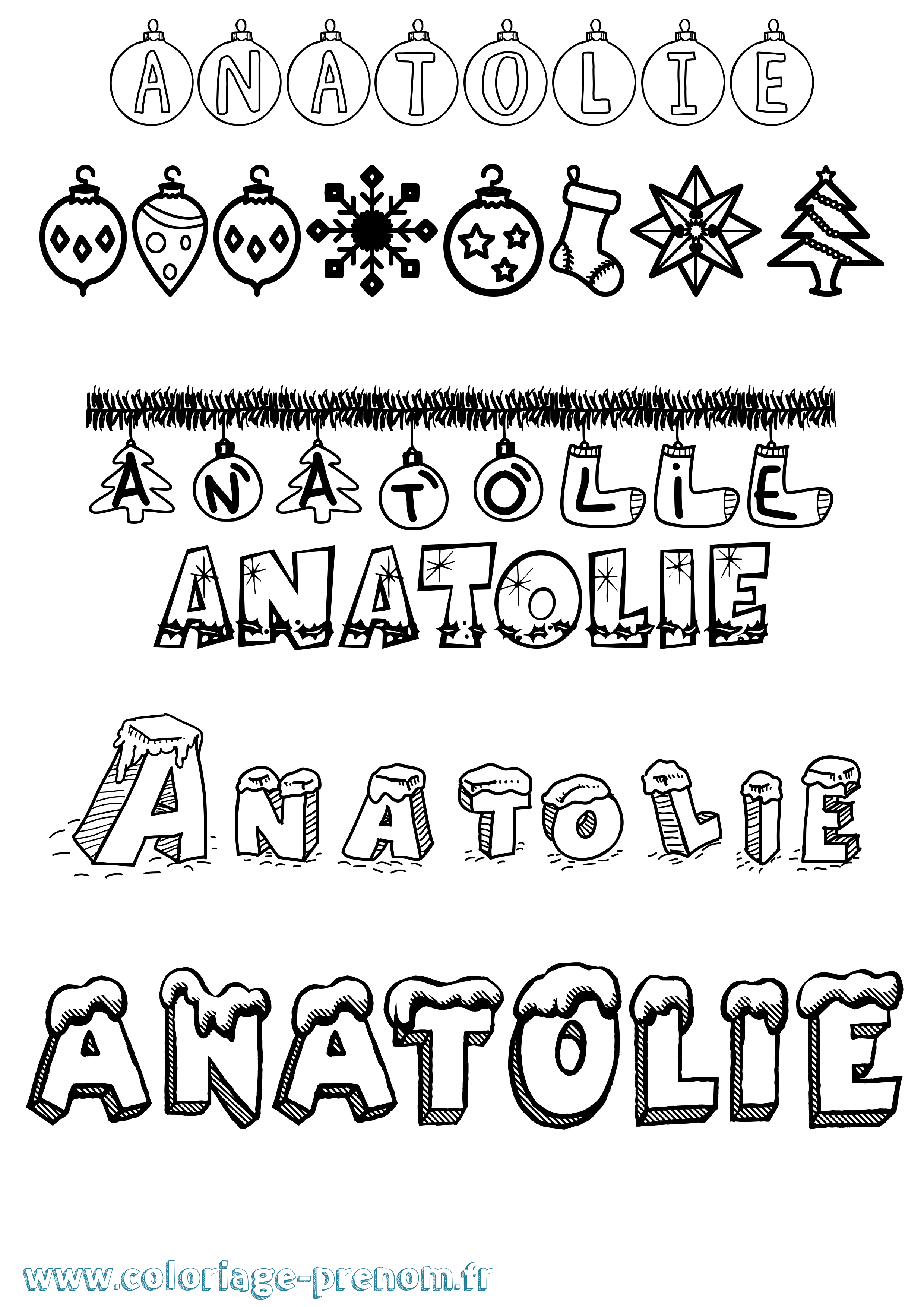 Coloriage prénom Anatolie Noël