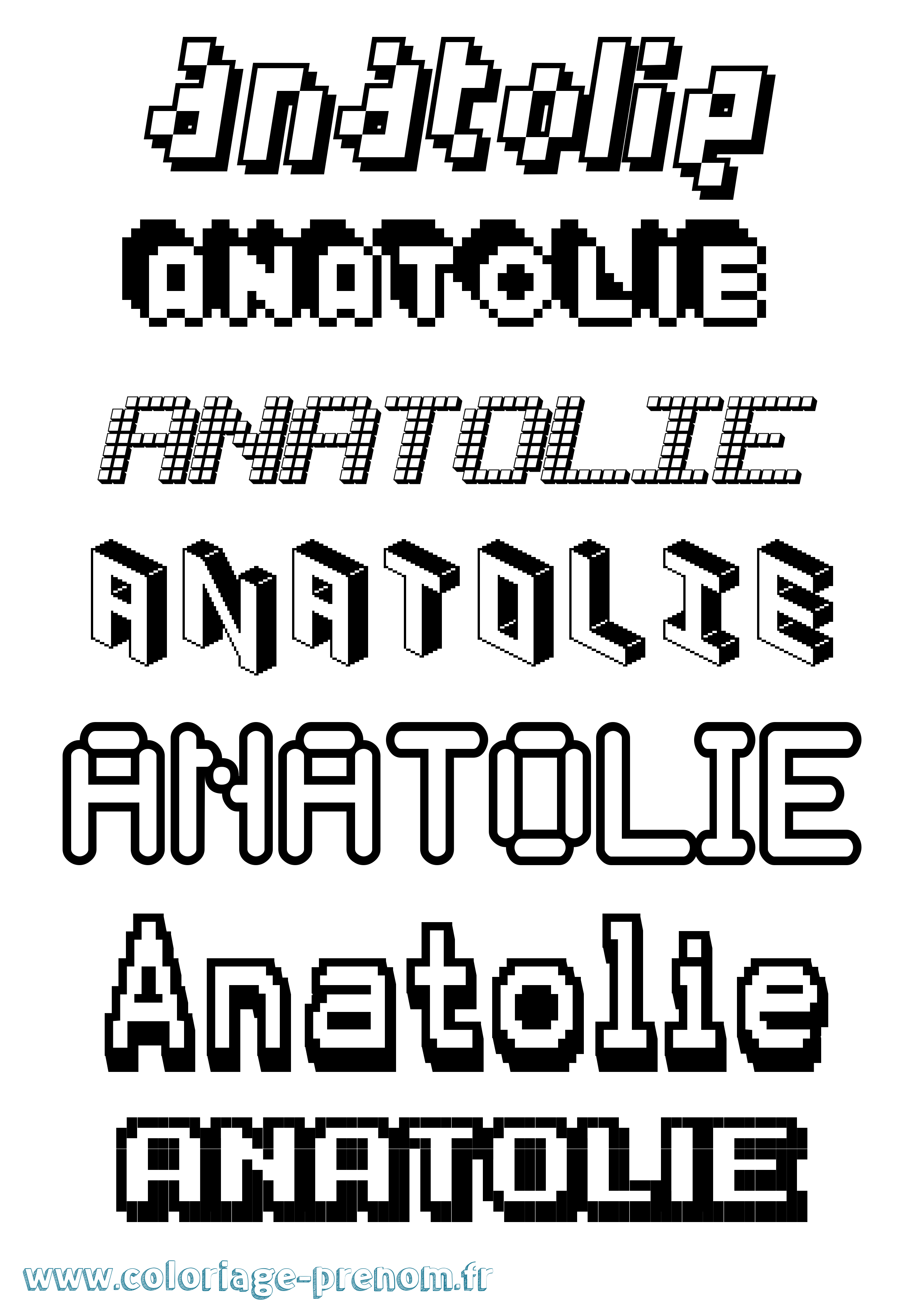 Coloriage prénom Anatolie Pixel