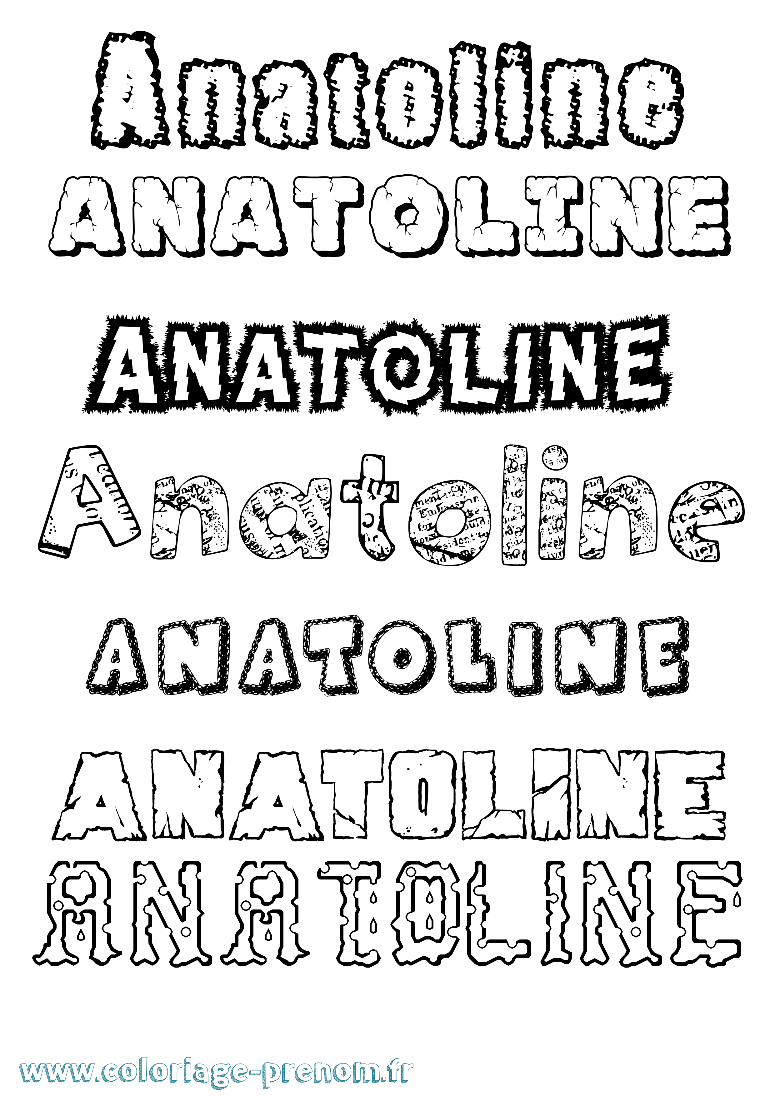Coloriage prénom Anatoline Destructuré