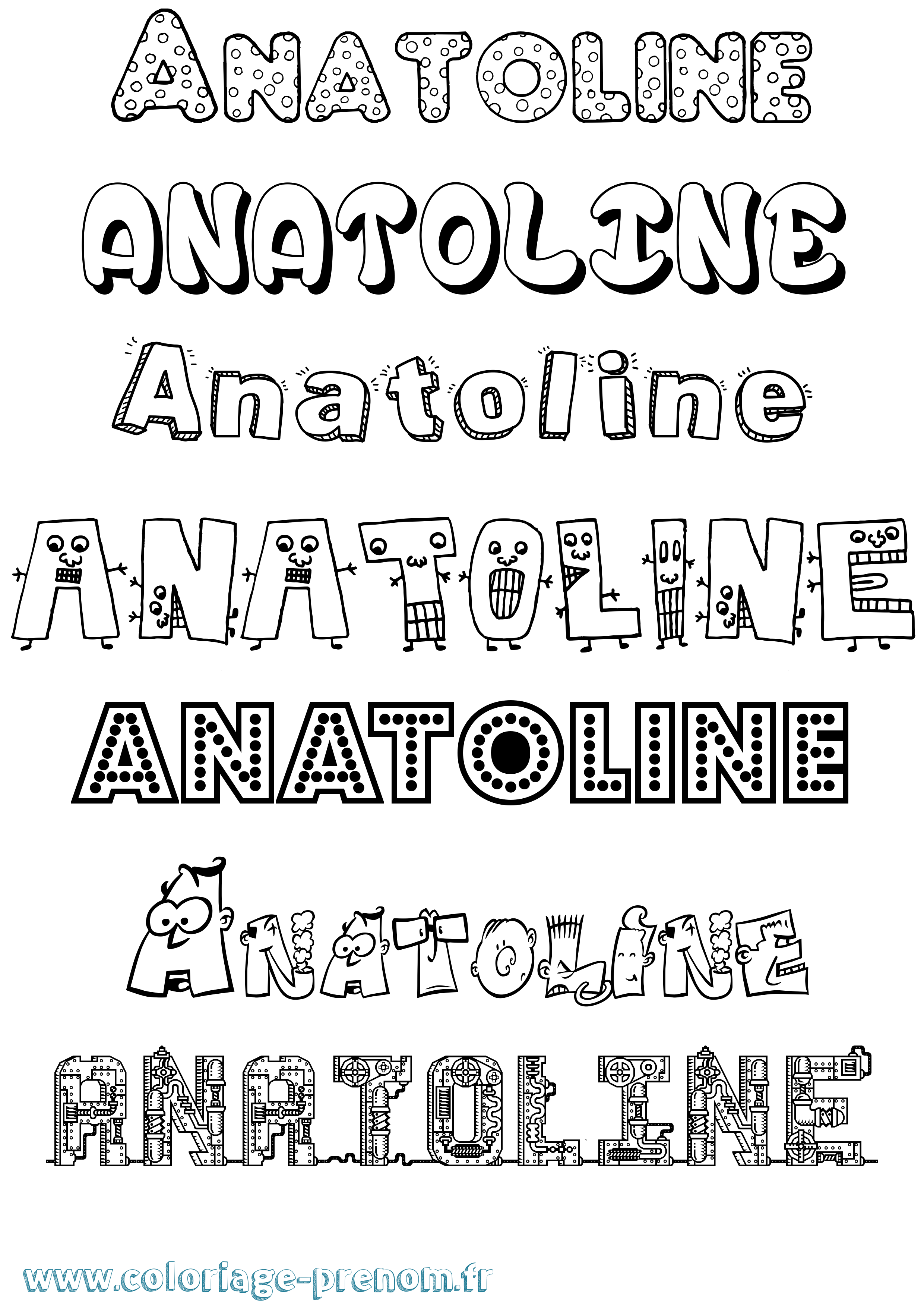 Coloriage prénom Anatoline Fun