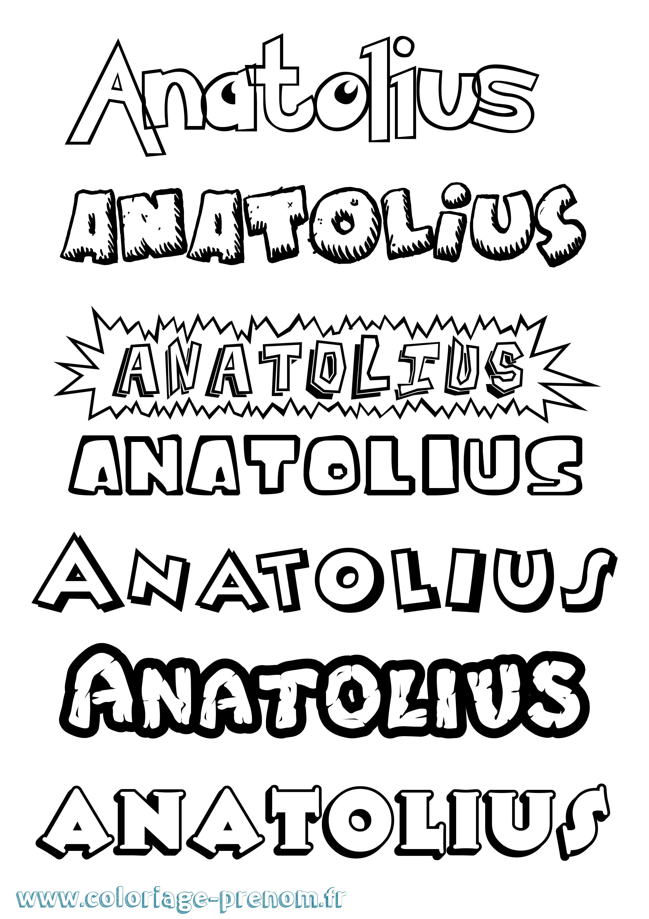 Coloriage prénom Anatolius Dessin Animé