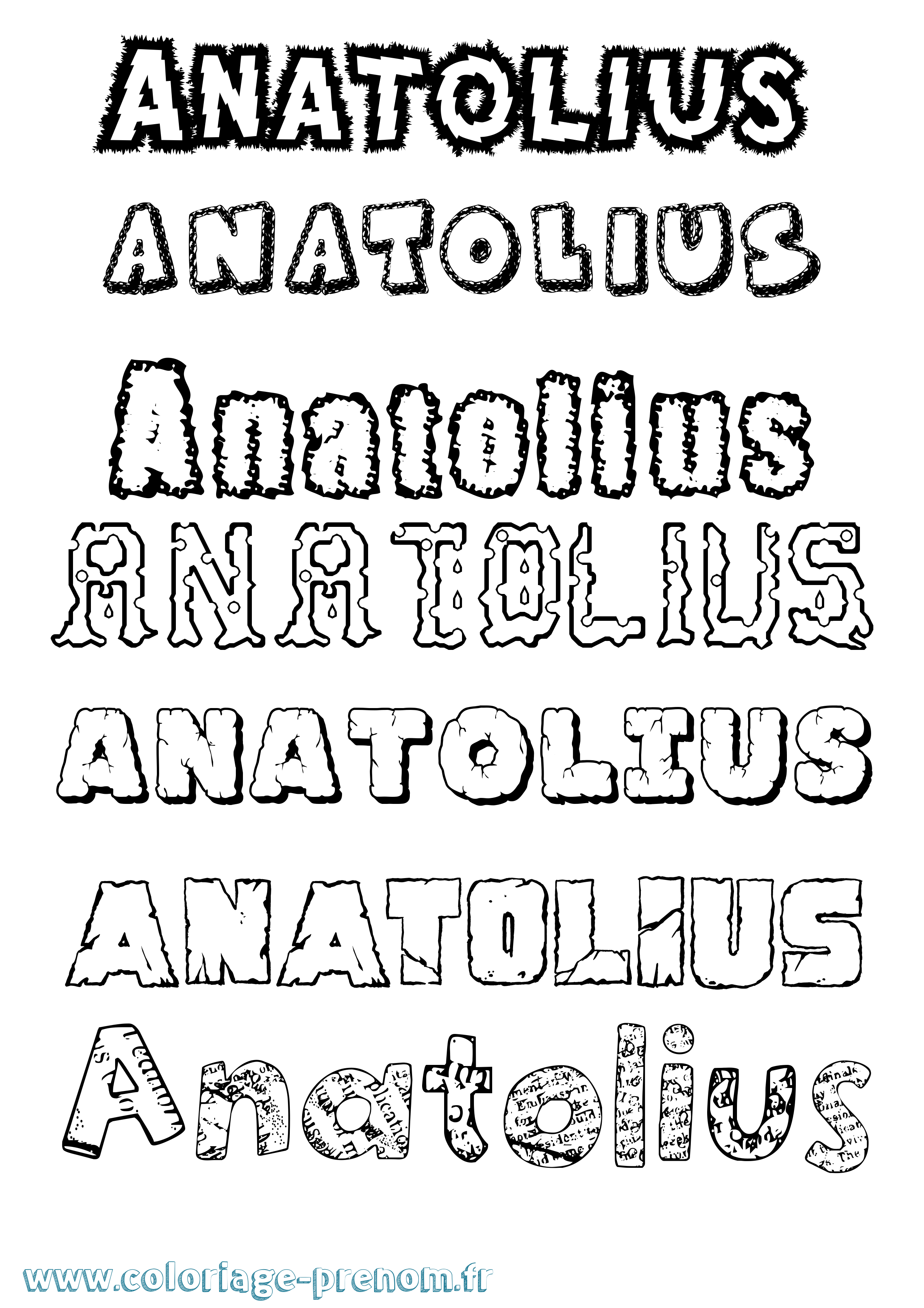 Coloriage prénom Anatolius Destructuré