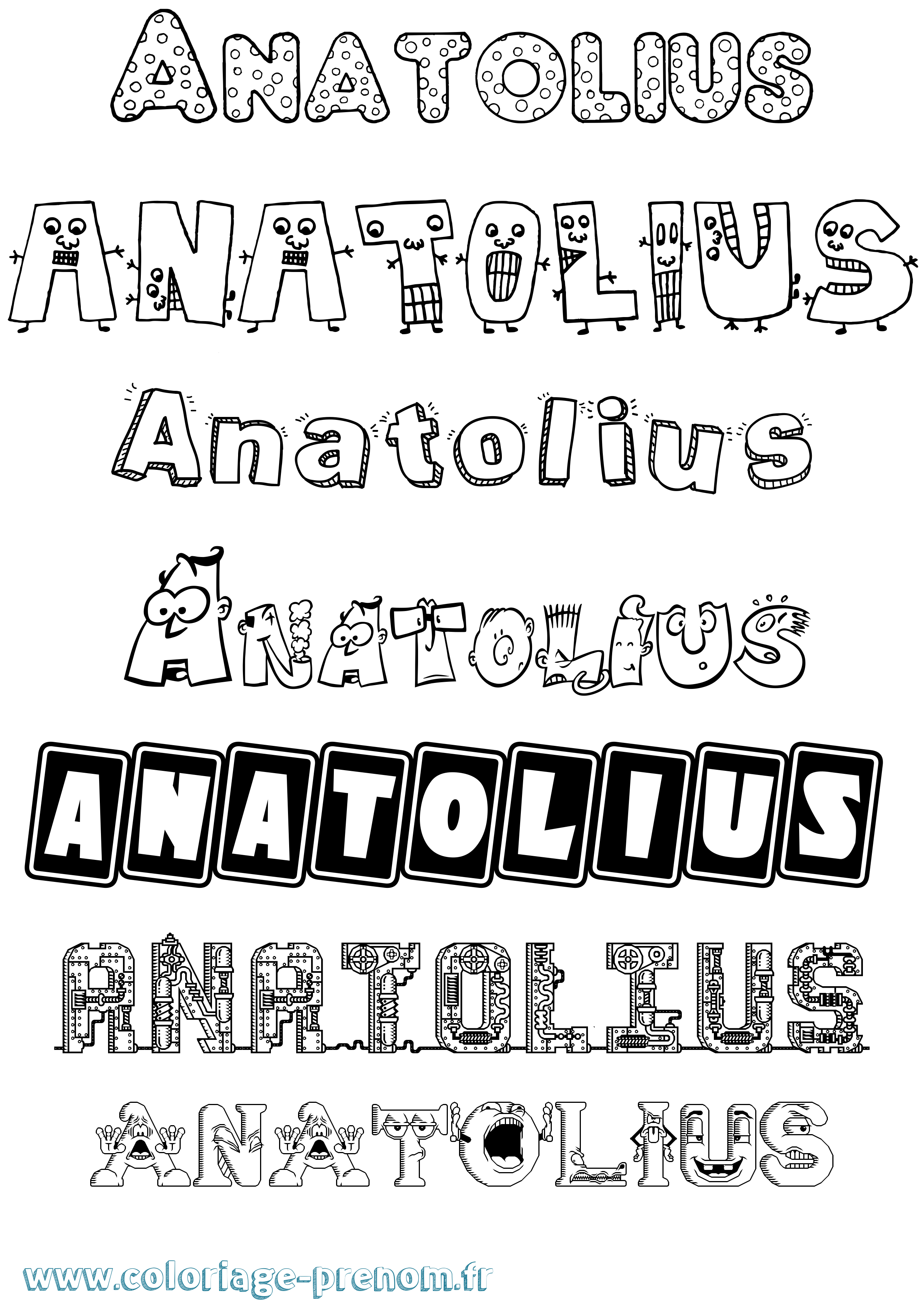 Coloriage prénom Anatolius Fun