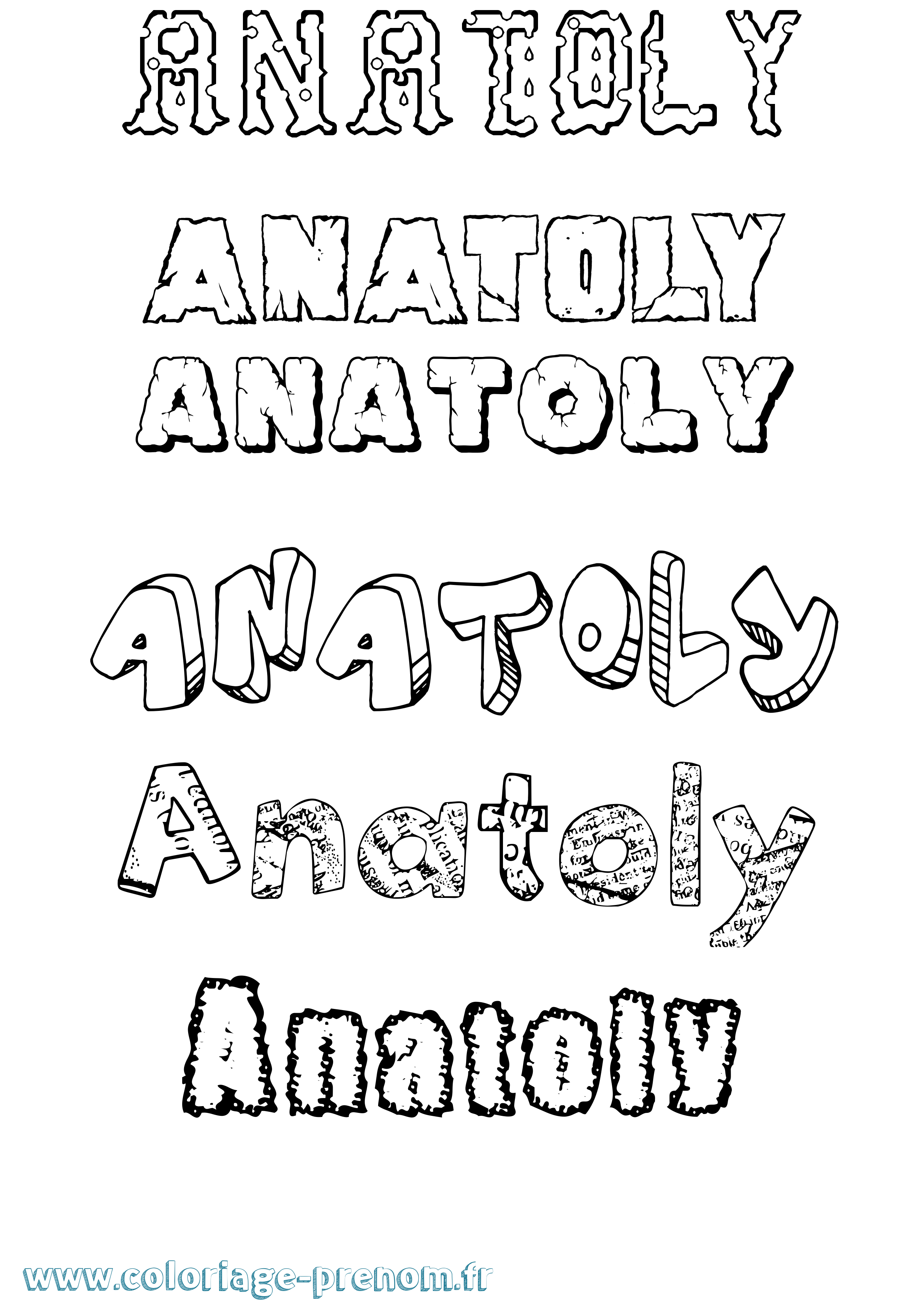 Coloriage Anatoly Destructuré Coloriage prénom Anatoly Destructuré