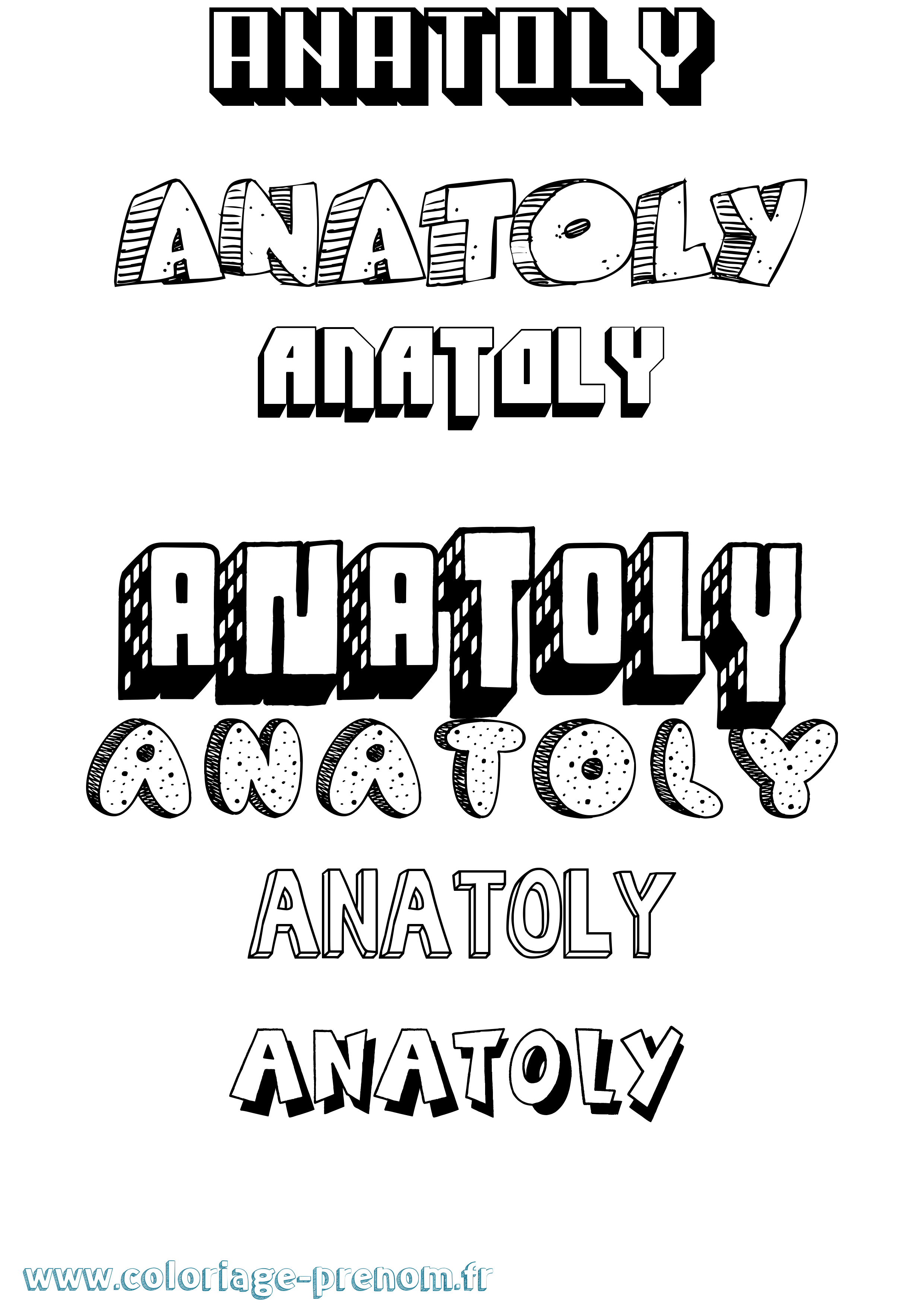 Coloriage Anatoly Effet 3D Coloriage prénom Anatoly Effet 3D