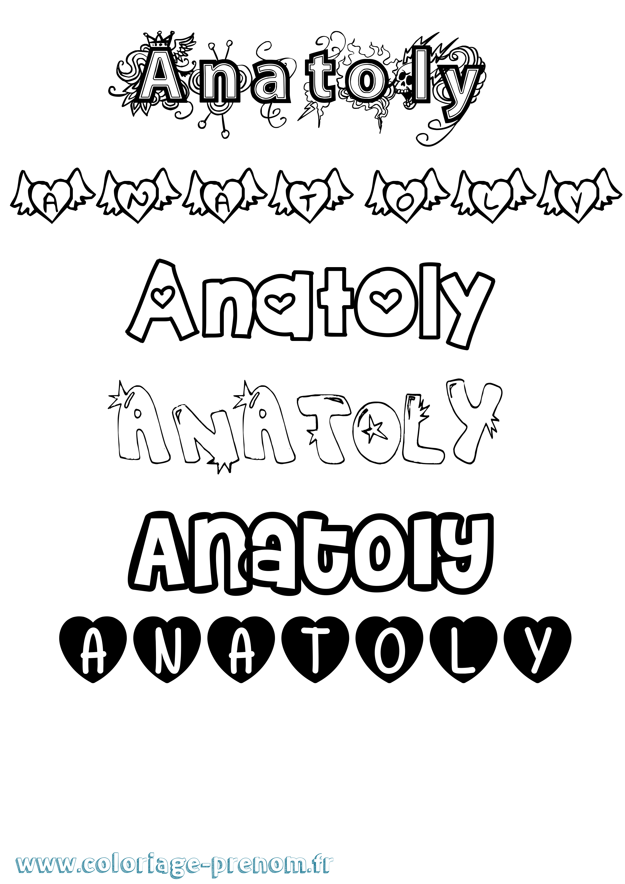 Coloriage Anatoly Girly Coloriage prénom Anatoly Girly