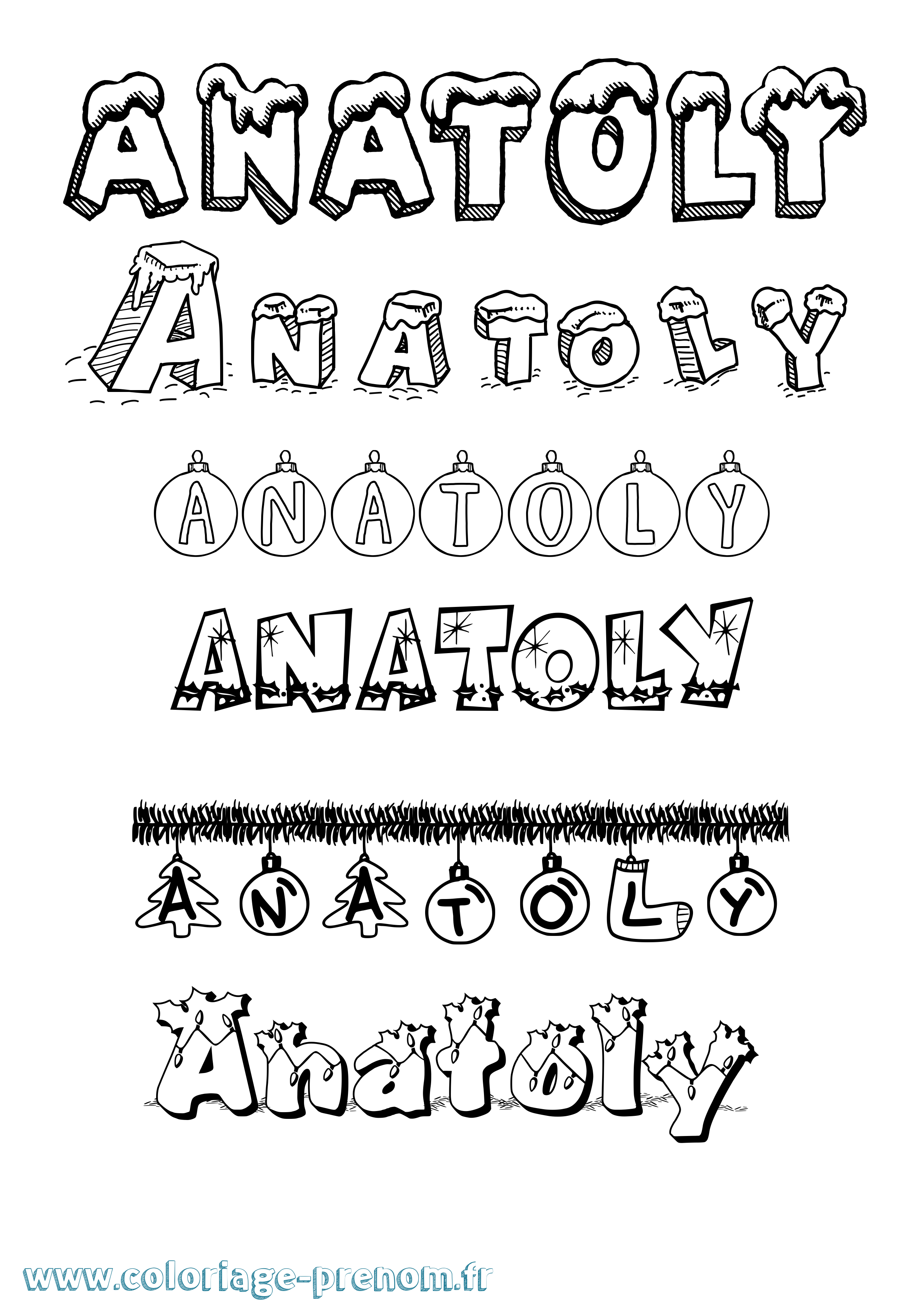 Coloriage Anatoly Noël Coloriage prénom Anatoly Noël
