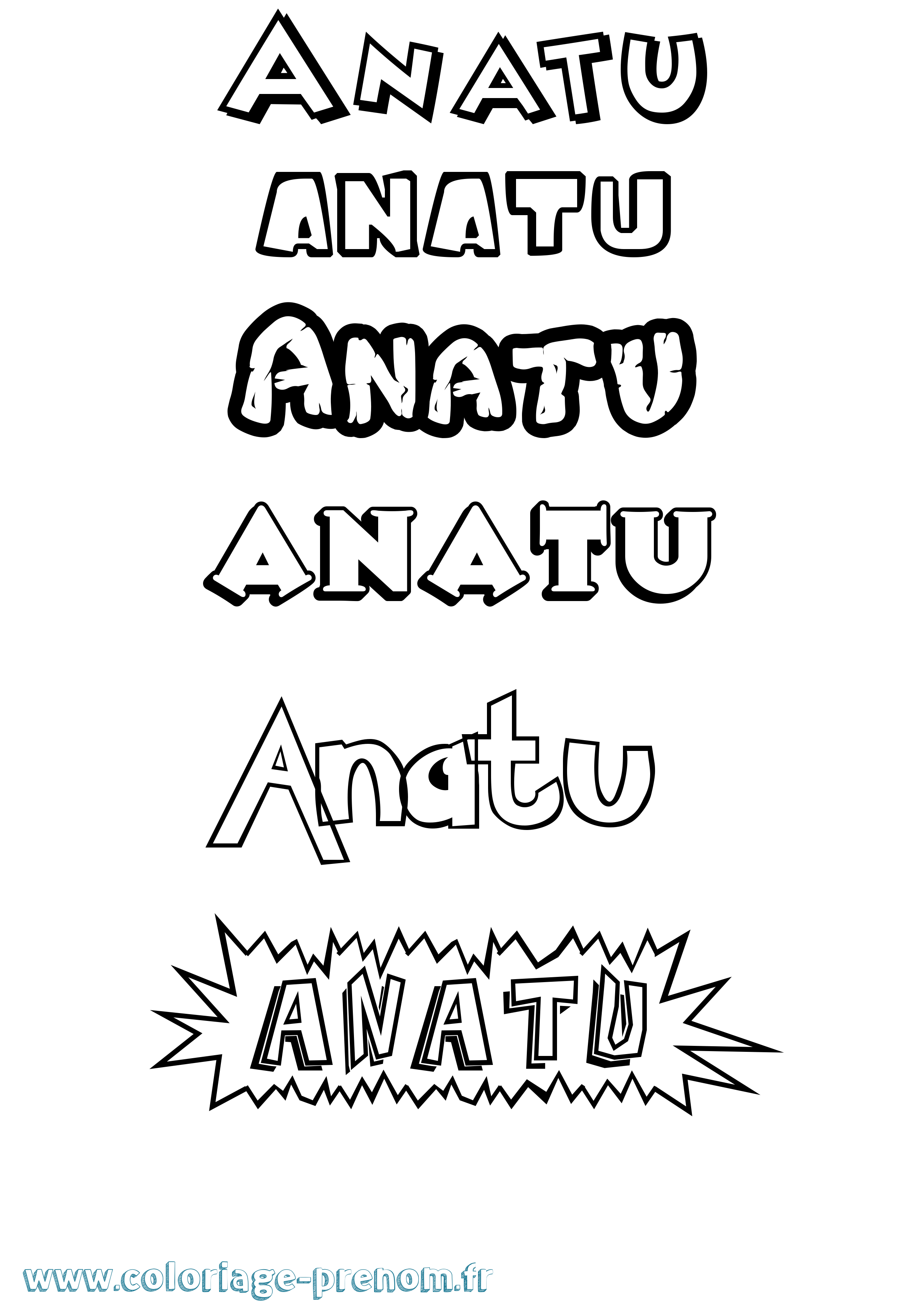 Coloriage prénom Anatu Dessin Animé