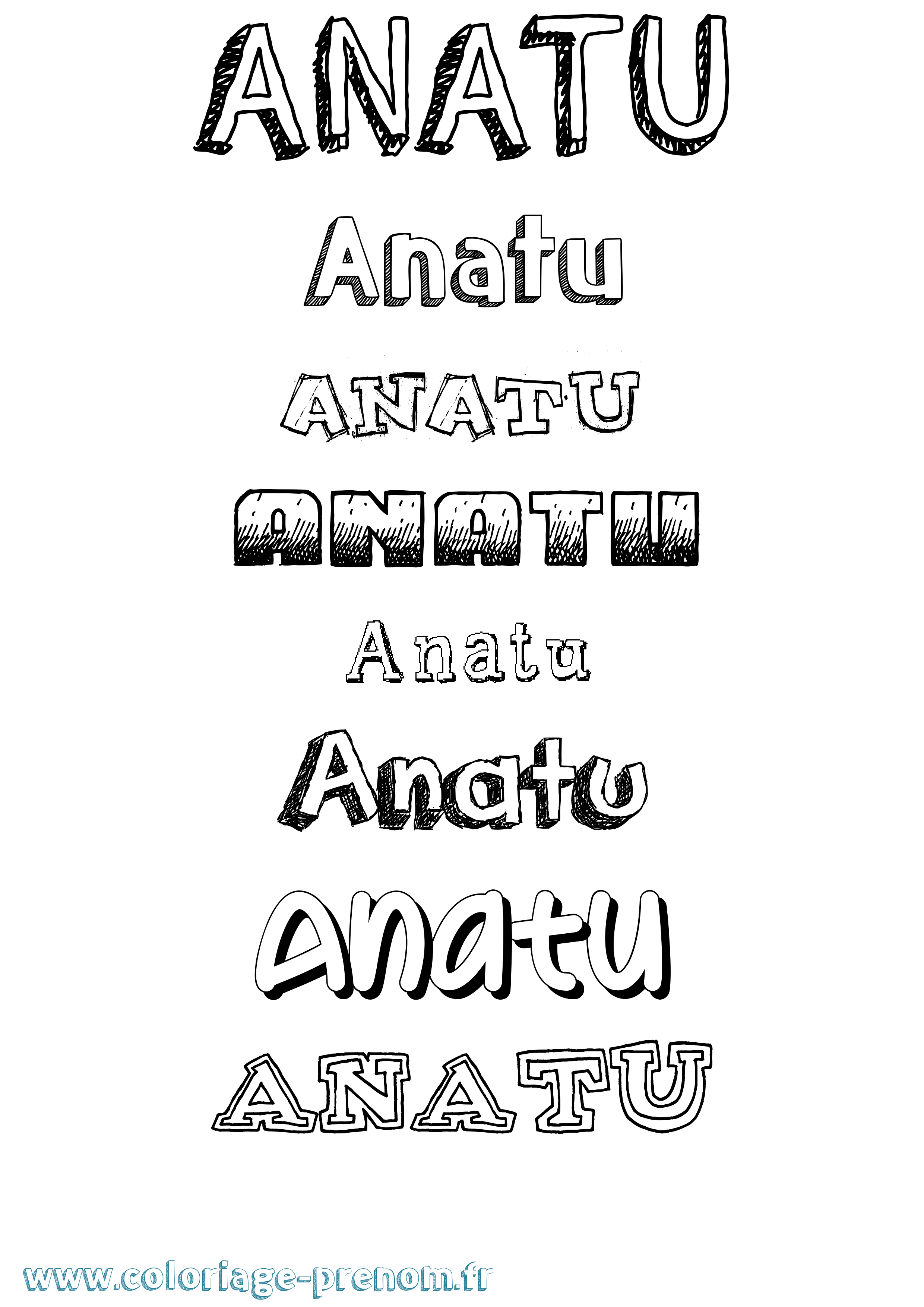 Coloriage prénom Anatu Dessiné