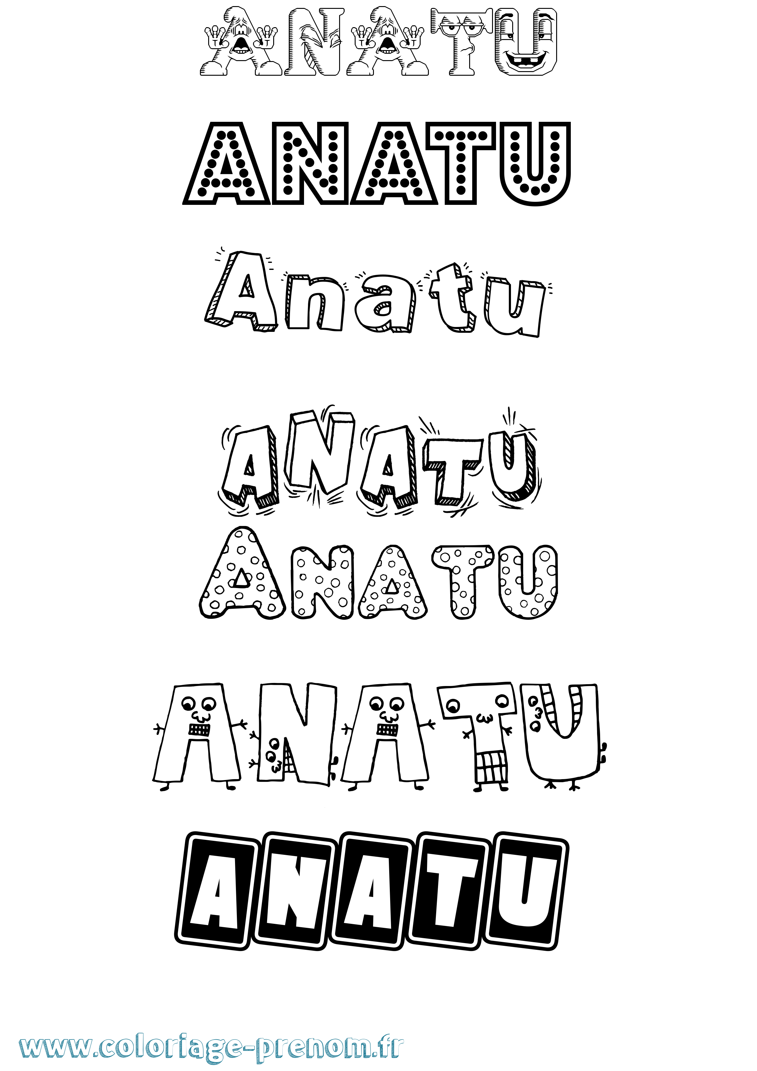 Coloriage prénom Anatu Fun