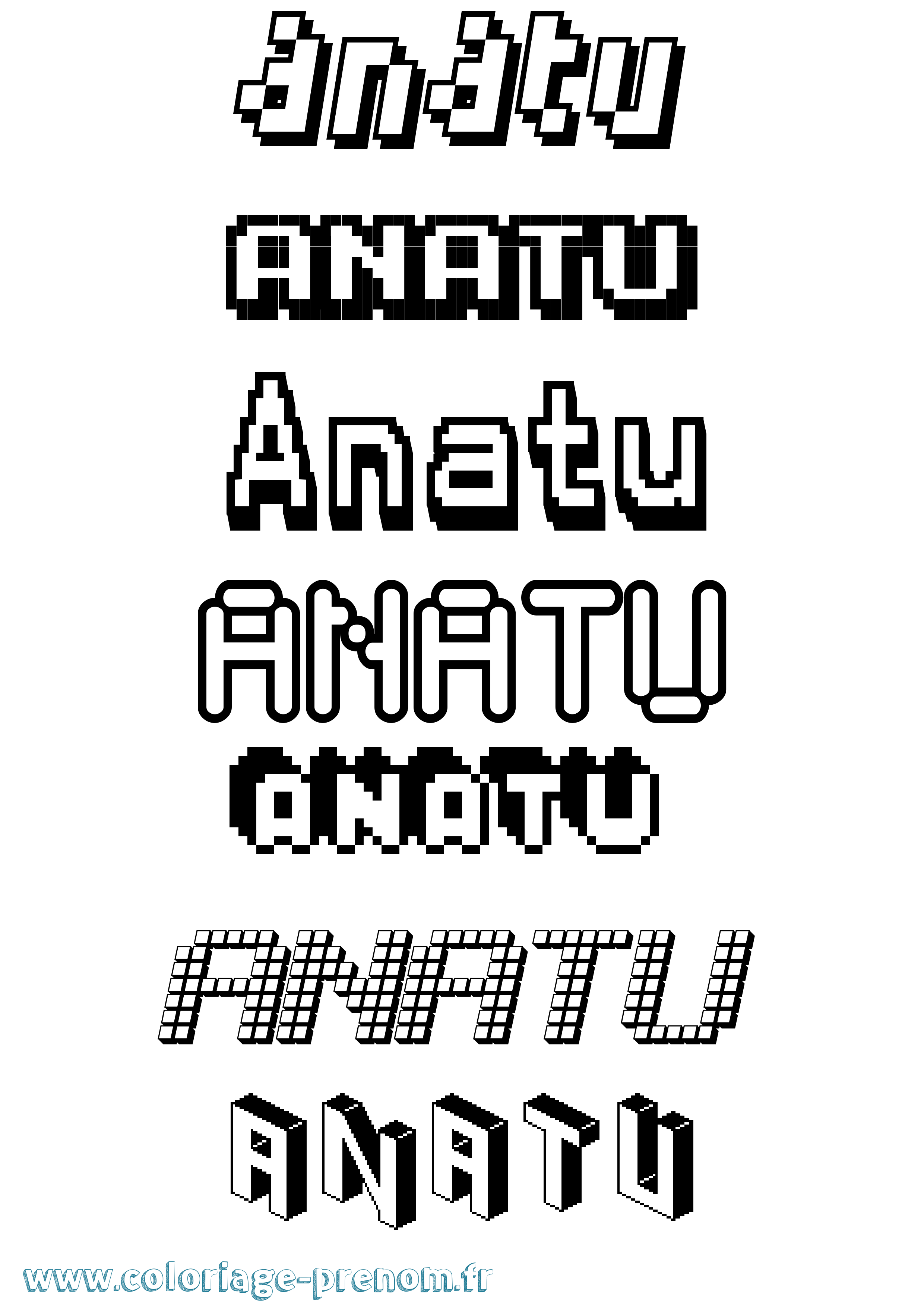Coloriage prénom Anatu Pixel