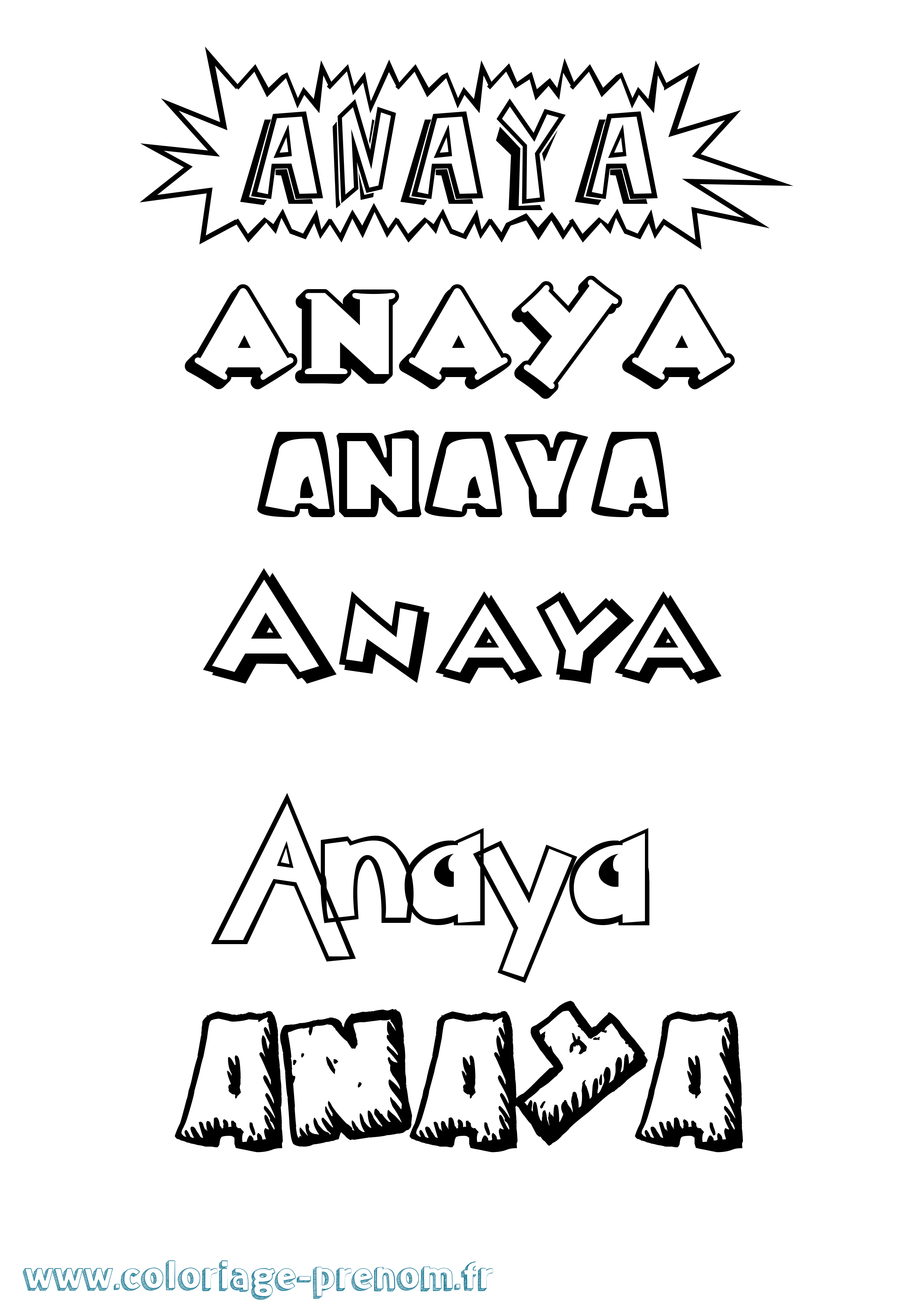 Coloriage Anaya Dessin Animé Coloriage prénom Anaya Dessin Animé