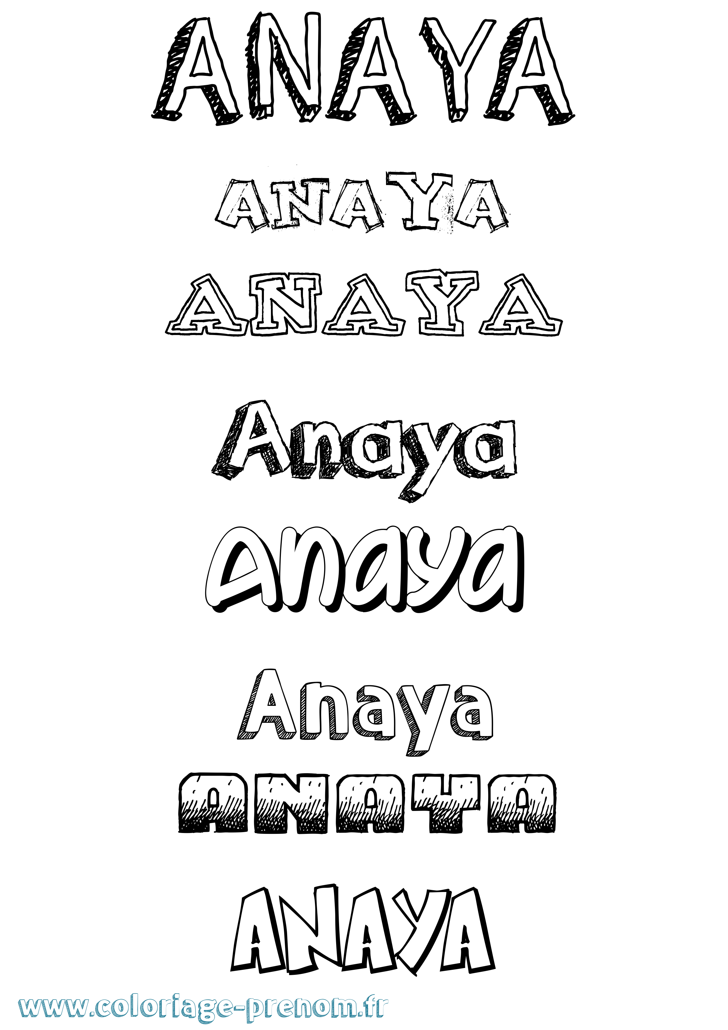 Coloriage prénom Anaya Dessiné