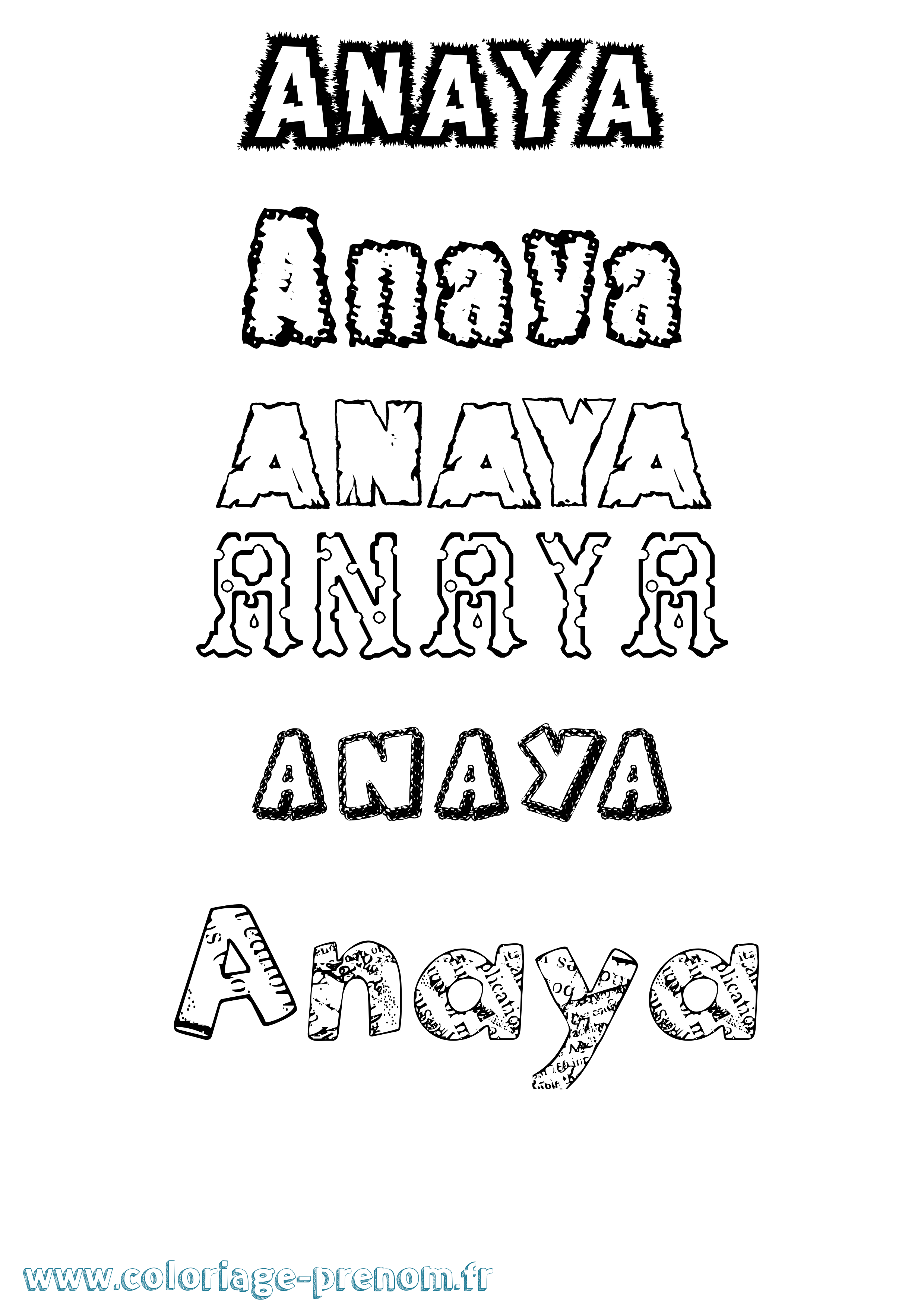 Coloriage Anaya Destructuré Coloriage prénom Anaya Destructuré