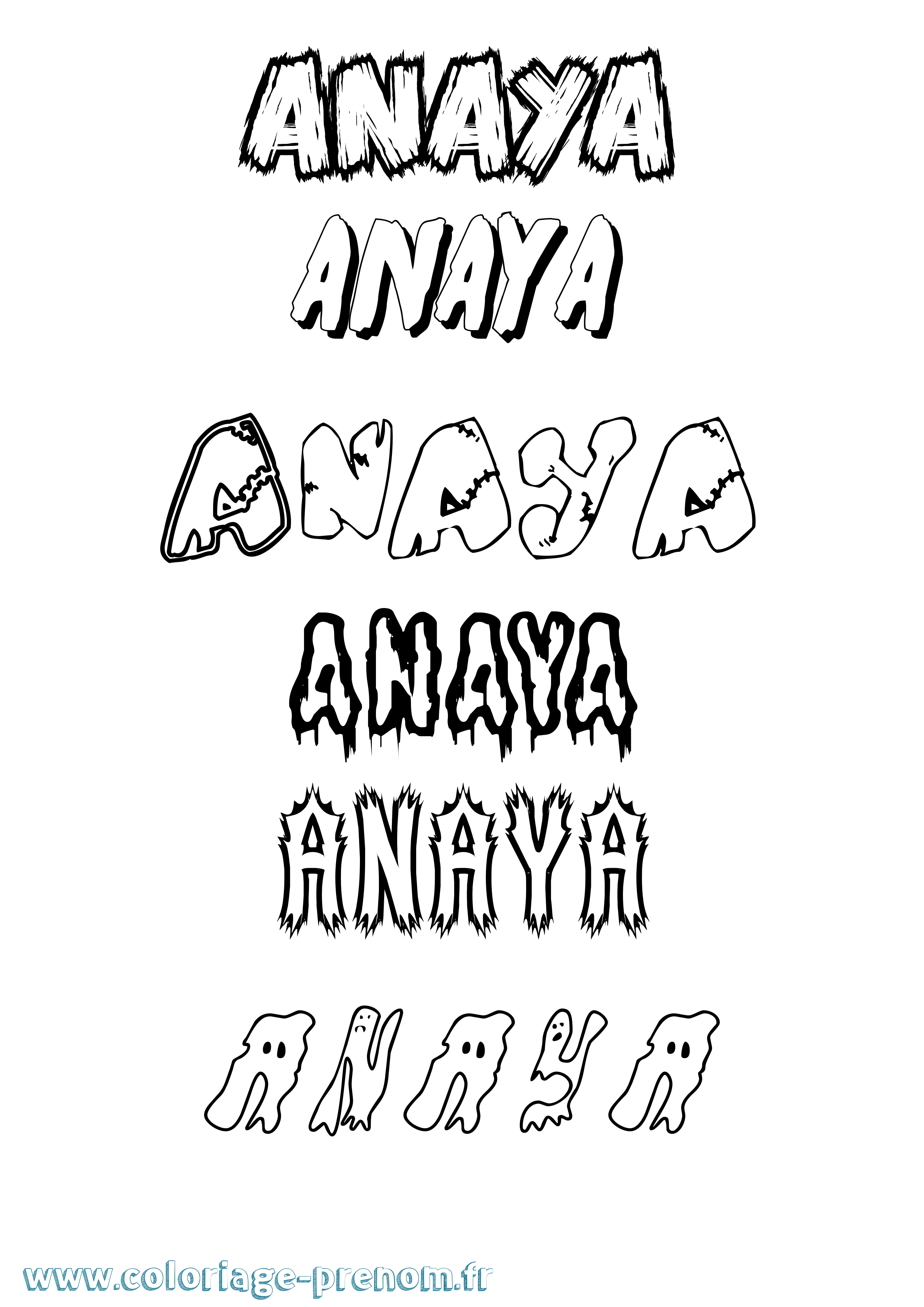 Coloriage Anaya Frisson Coloriage prénom Anaya Frisson