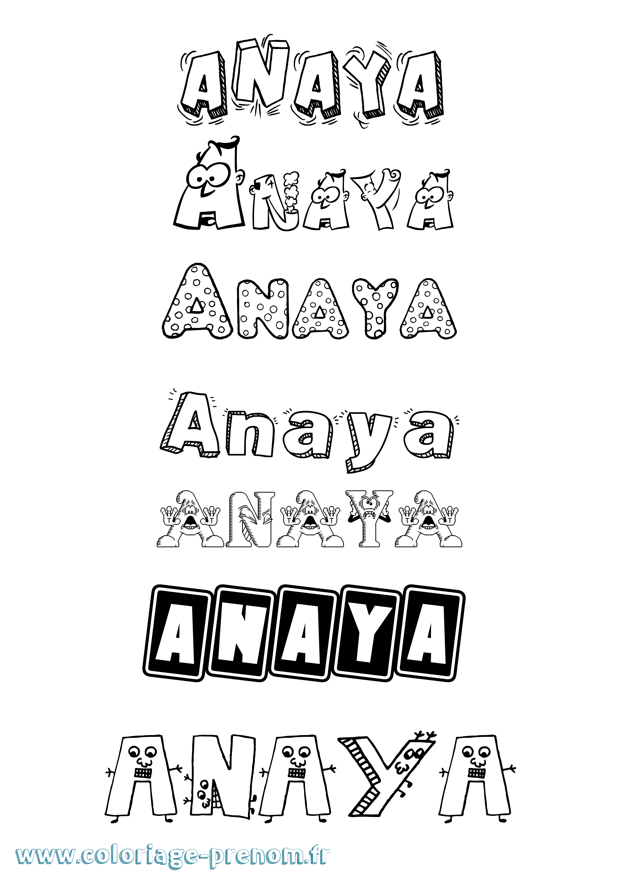 Coloriage prénom Anaya Fun