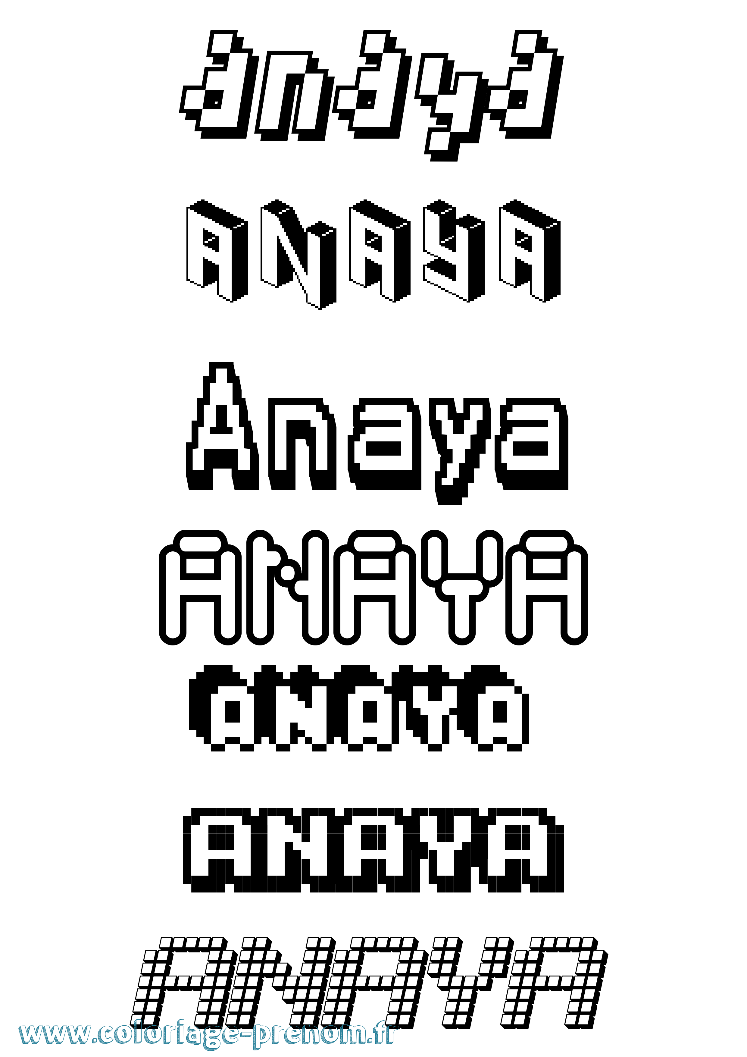Coloriage prénom Anaya Pixel
