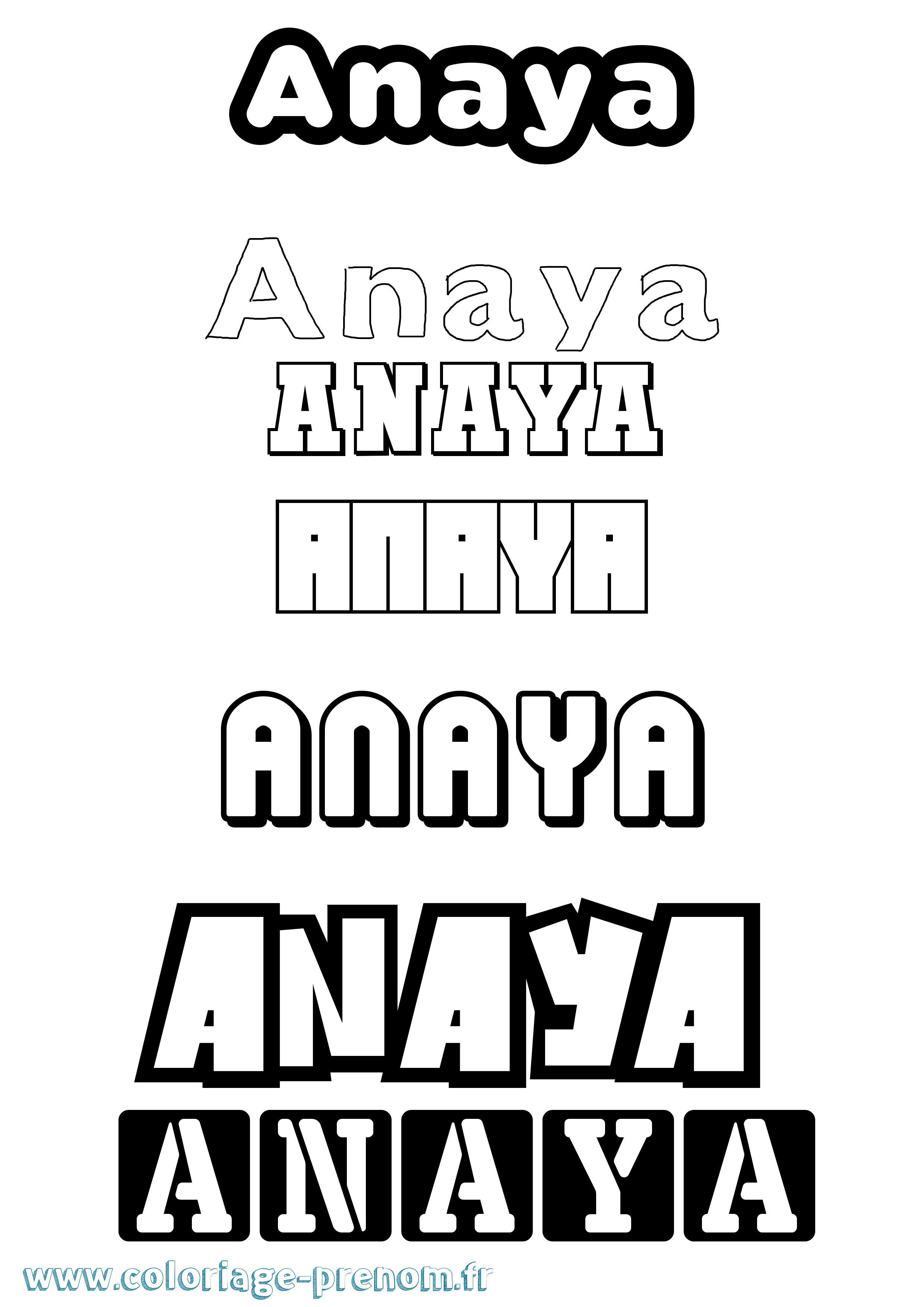 Coloriage prénom Anaya Simple